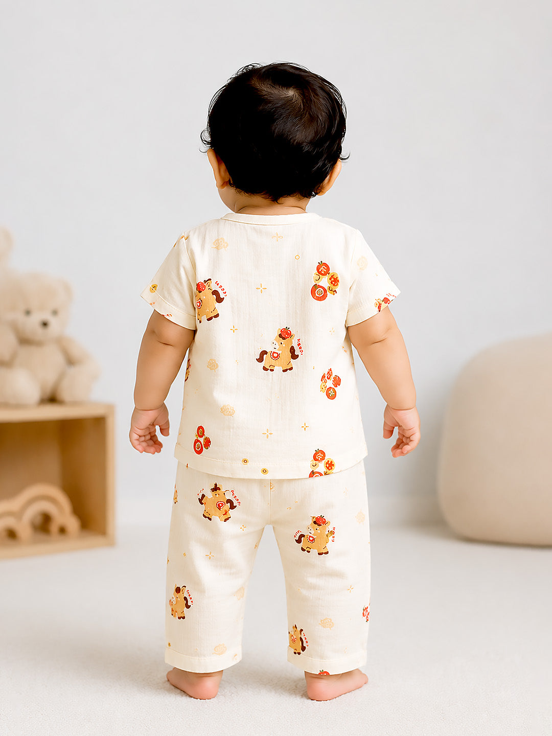 Happy Horse Baby Co-ord Set | 100% Muslin Cotton | Half Sleeve Top & Full Pants | 0–18 Months