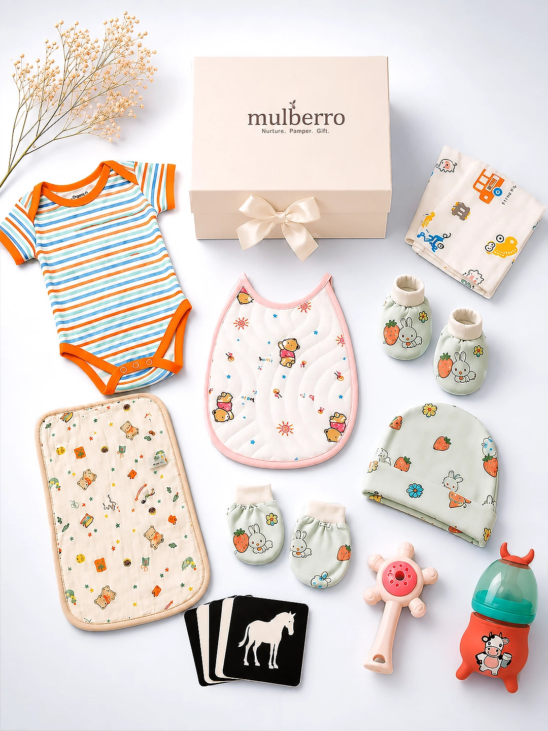 Newborn |  Growing Baby | Naming Ceremony | 14-Piece  Baby Gift Set  |  White Box | 0–6 Months