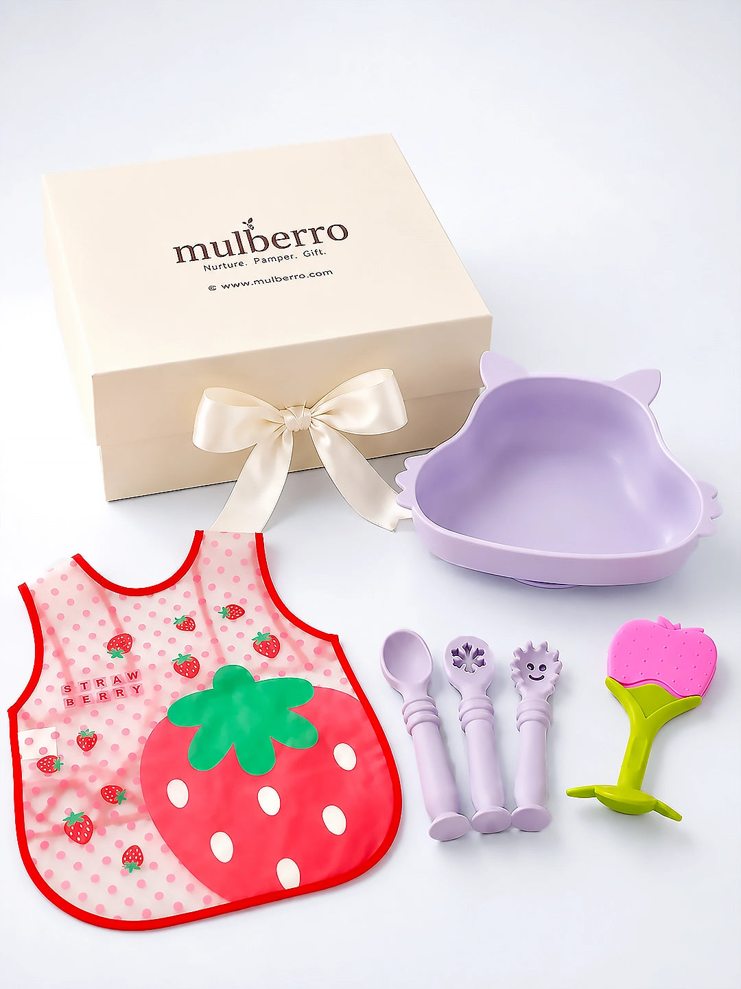 Little Foodie | Annaprashana Ceremony | Baby Girl Gift Set | 7-Piece Silicone Feeding Set |  Gift box | 0-24 Months