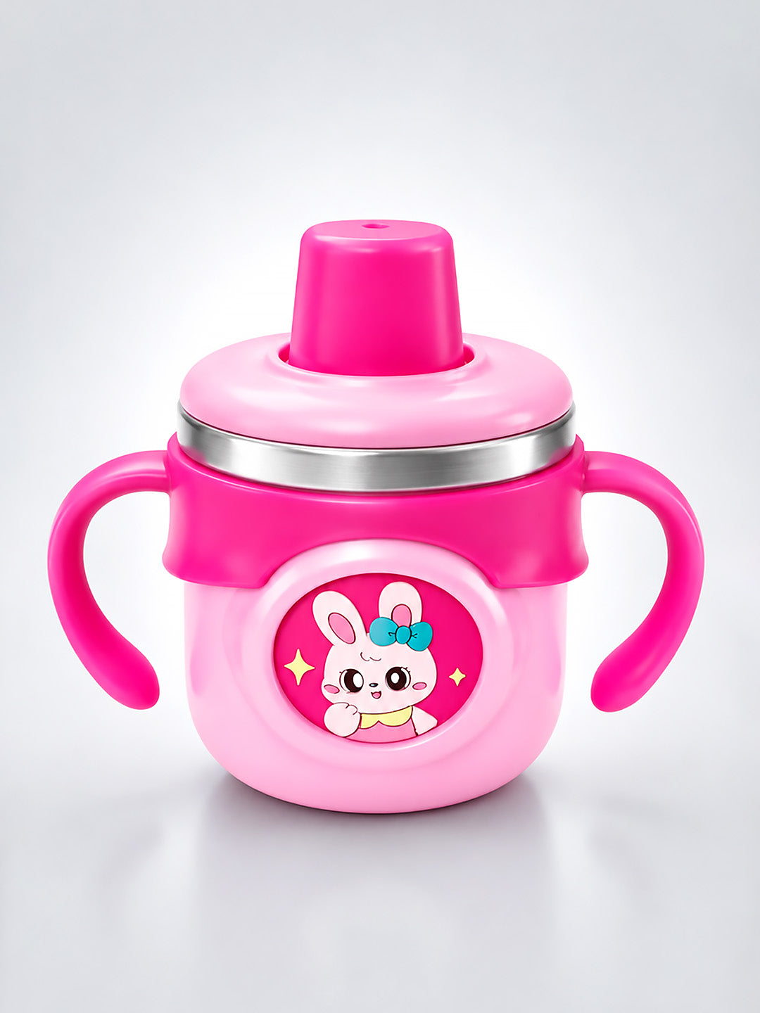 Bunny Stainless Steel Sipper Bottle for Babies & Toddlers — 250ml | Spill-Proof Spout & Flip-Top Straw