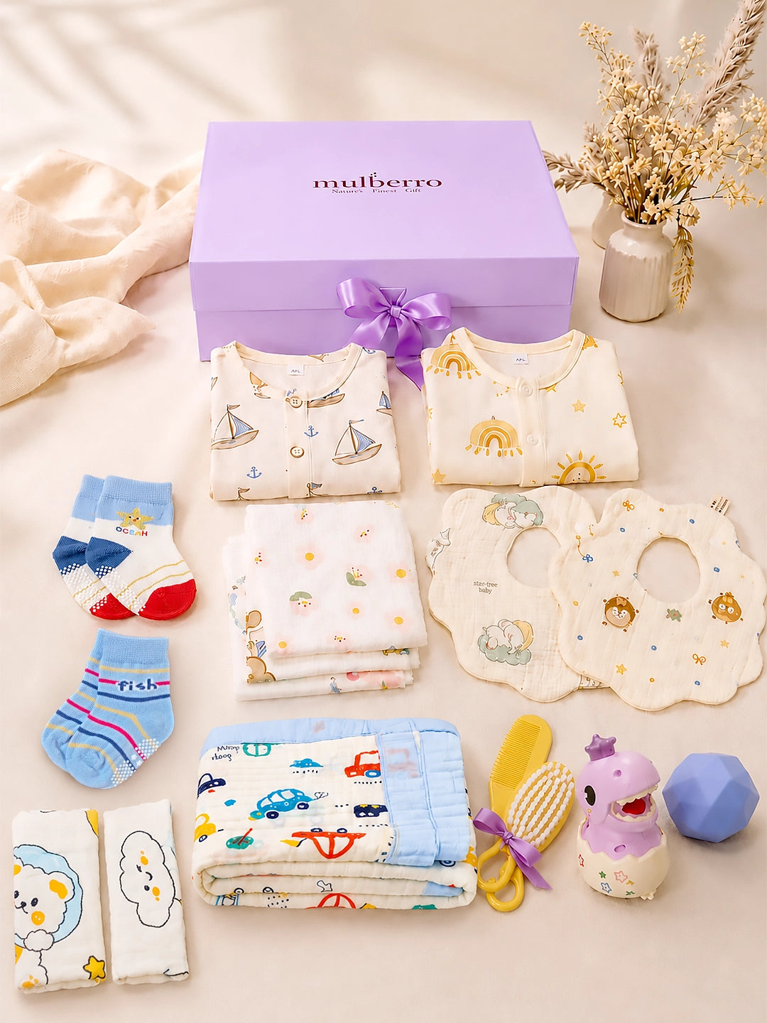 21-Piece Muslin Cotton Essentials Newborn Baby Gift Hamper | 100% Muslin Cotton | Unisex | 0–12 Months