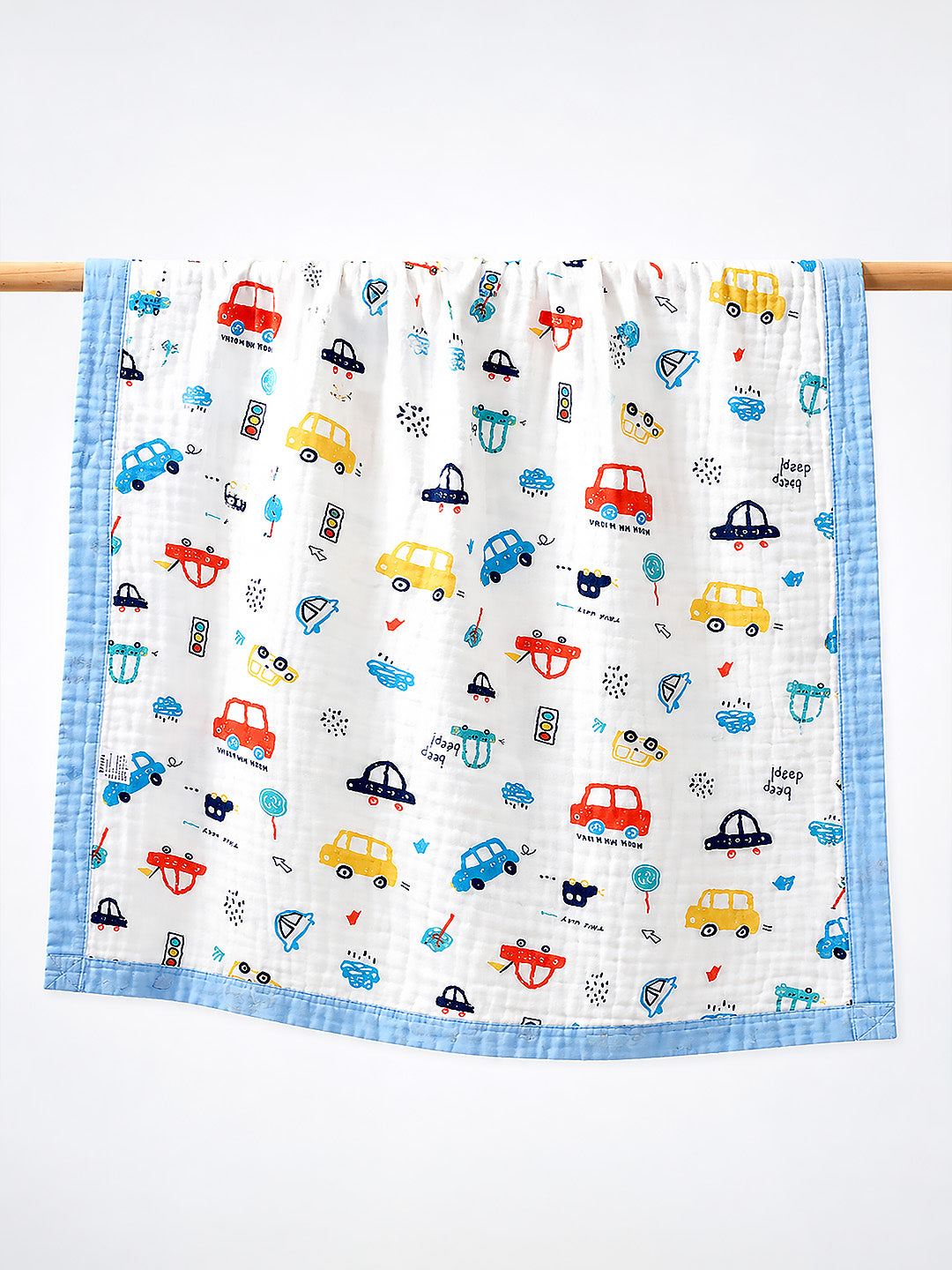 Beep Beep Cars 6-Layer Muslin Cotton Baby Blanket | All-Season | 110×110 cm