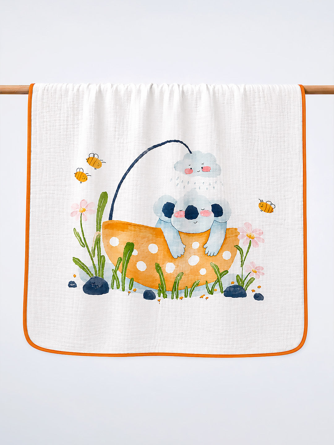 Koala Bath Day 6-Layer Muslin Cotton Baby Blanket | All-Season | 102×102 cm