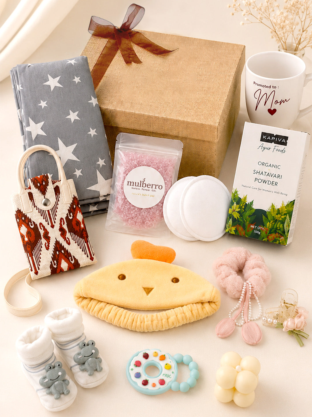 New Mom Pampering Hamper | Postpartum Care & Baby Essentials | 13-Piece Mother Hamper