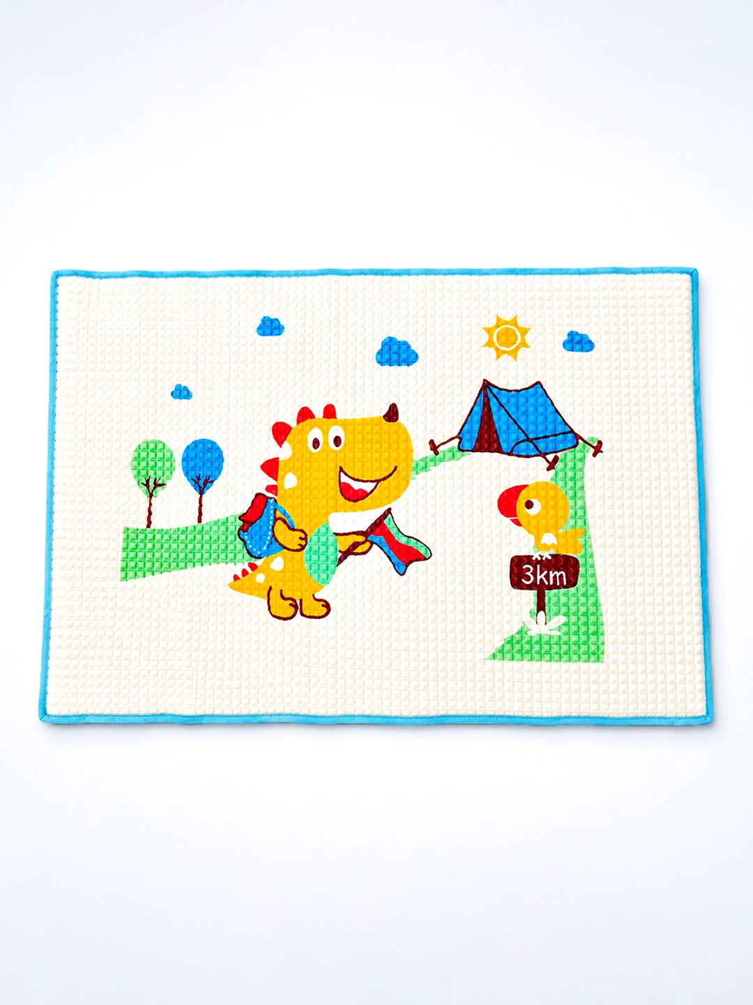 Baby Massage & Play Mat | Dino Camping  Print | Waterproof Natural Latex