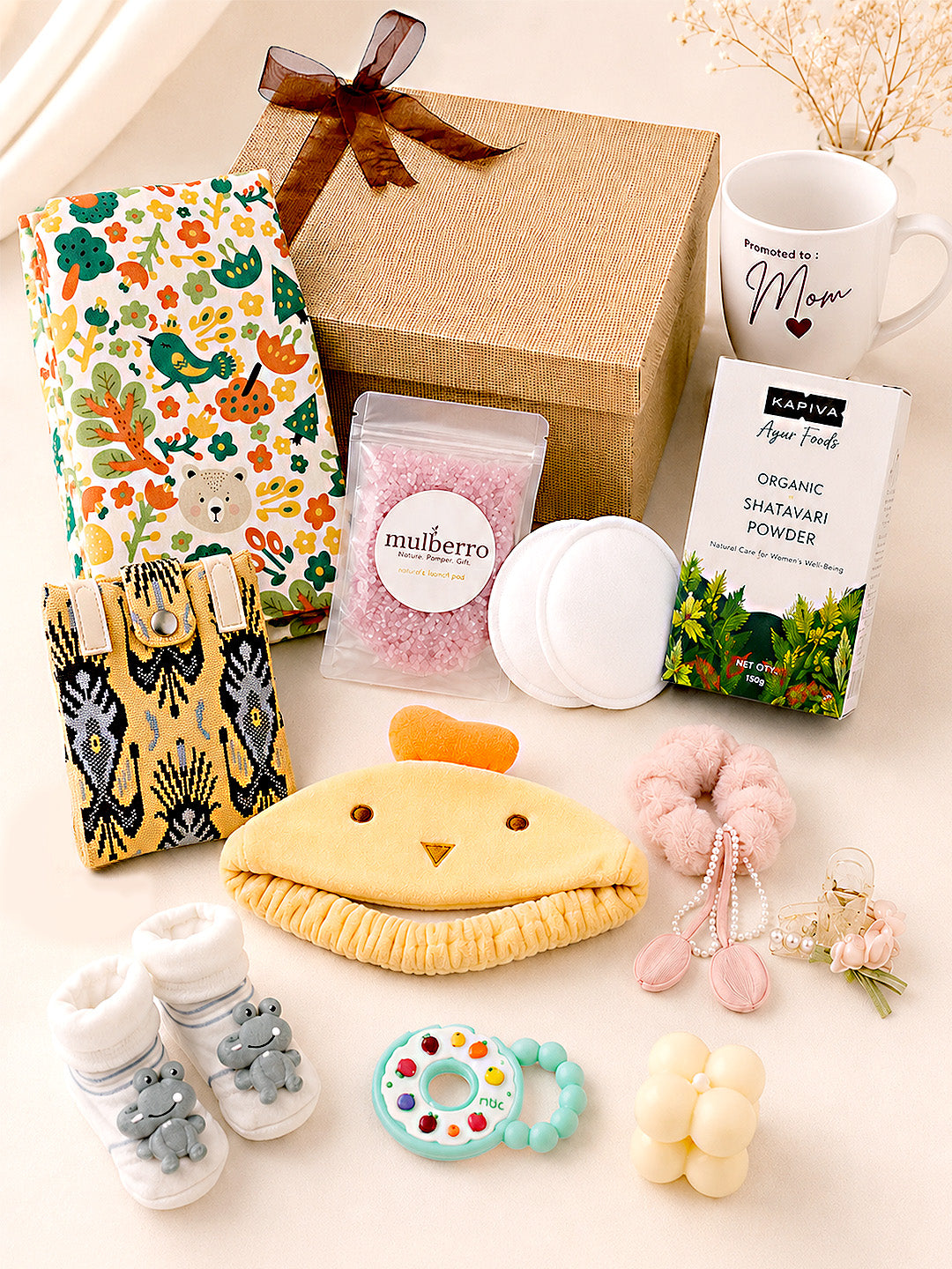 New Mom Pampering Hamper | Postpartum Care & Baby Essentials | 15-Piece Mother Hamper