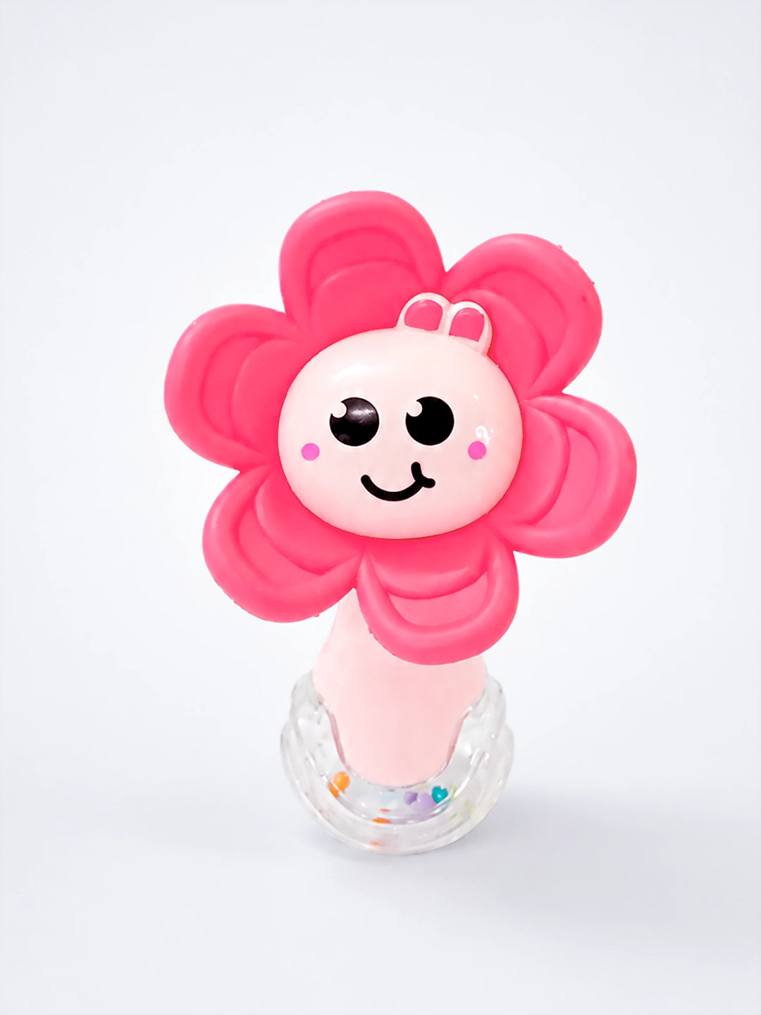 Pink Flower Silicone Baby Teether with Rattle | 2-in-1 Sensory Rattle Teether | 0M+