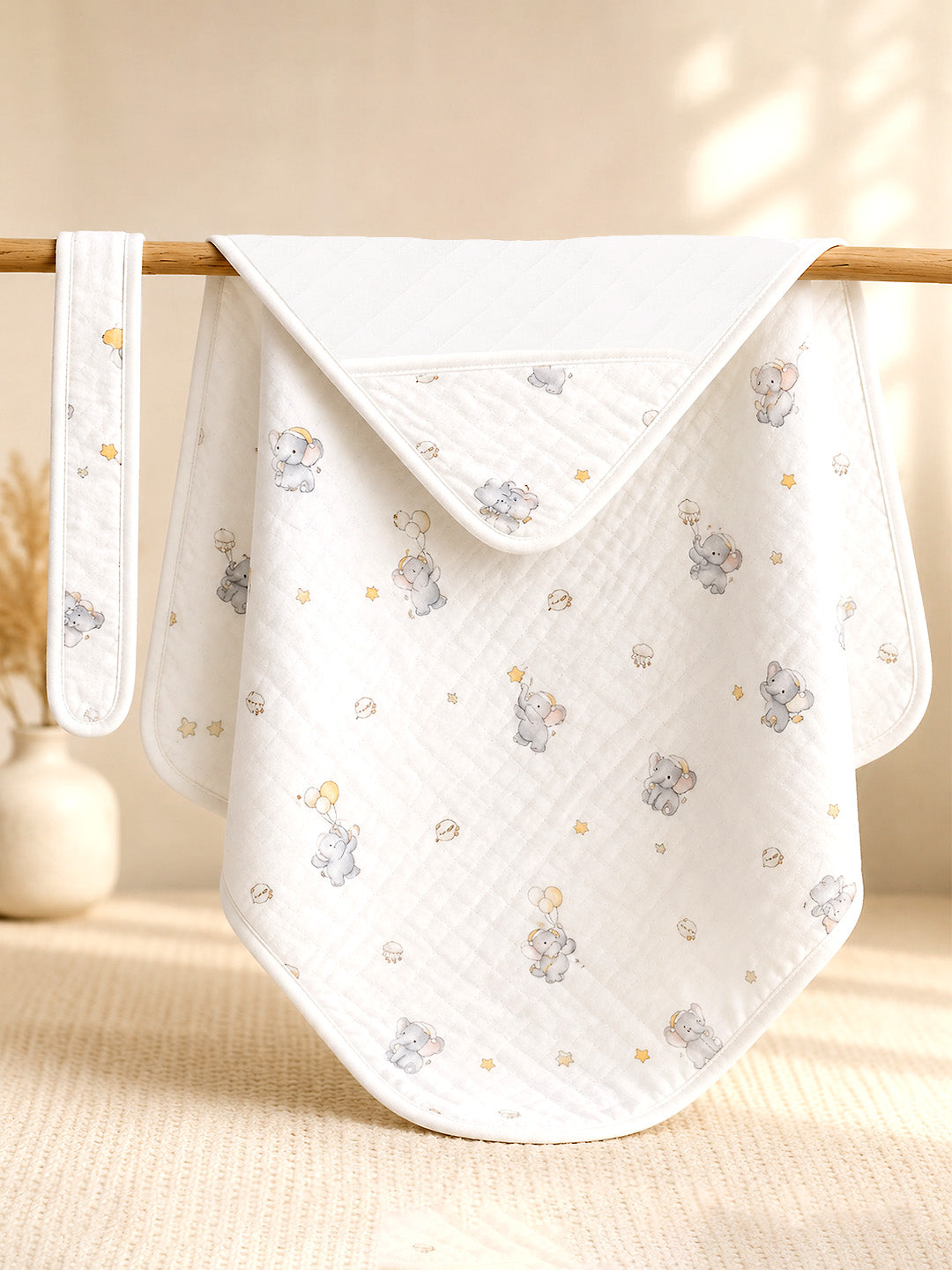 Little Elephant 6-Layer Muslin Cotton Baby Swaddle Blanket | All-Season | 85×85 cm