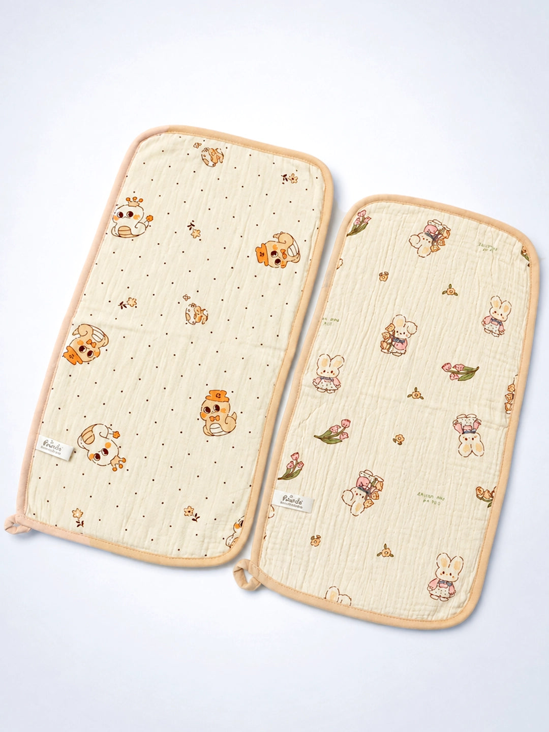 Bunny & Ducky Print Muslin Burp Cloth | Set of 2 | 100% Pure Muslin Cotton