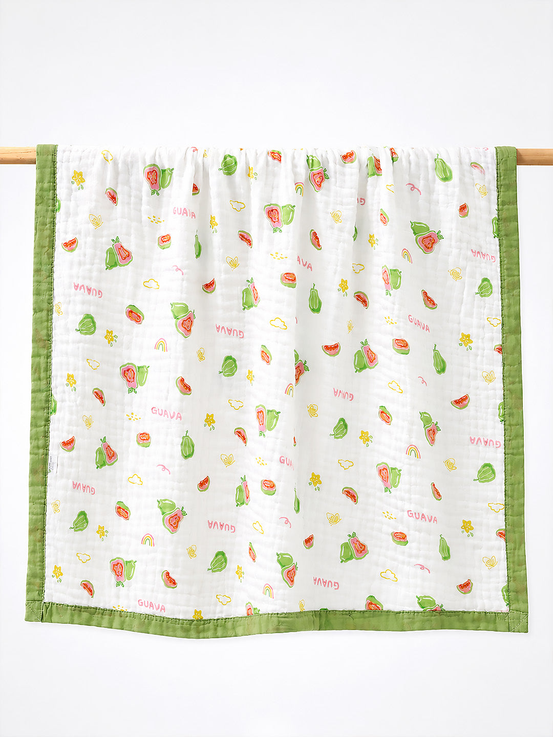 Guava Garden 6-Layer Muslin Cotton Baby Blanket | All-Season | 110×110 cm