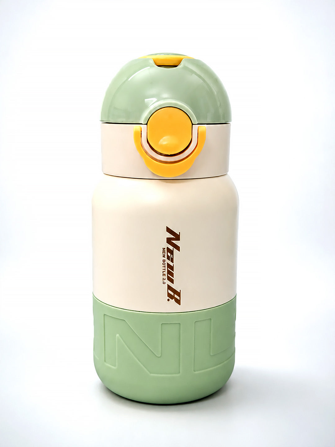 Olive Green Kids Stainless Steel Water Bottle — 480ml | Flip Lid & Straw