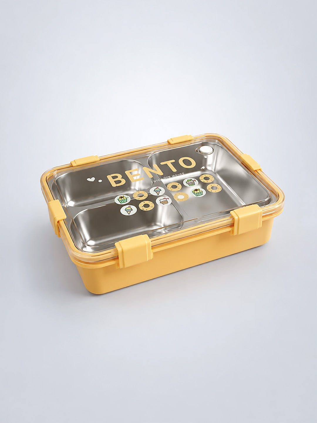 3-Compartment Kids Stainless Steel Lunch Box | Leak-Proof | Fork & Spoon Included