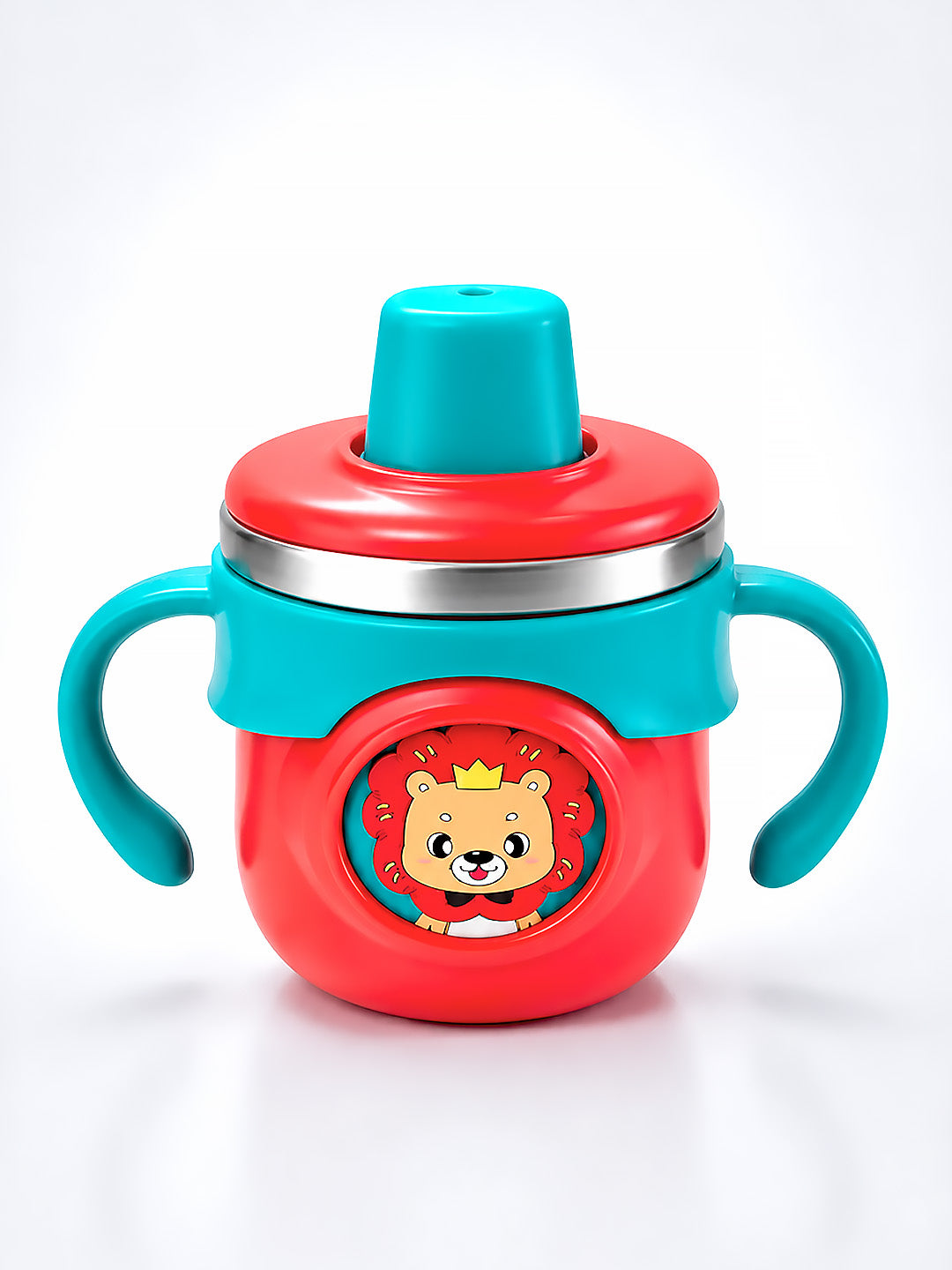 Lion King Stainless Steel Sipper Bottle for Babies & Toddlers — 250ml | Spill-Proof Spout & Flip-Top Straw with Dual Handles