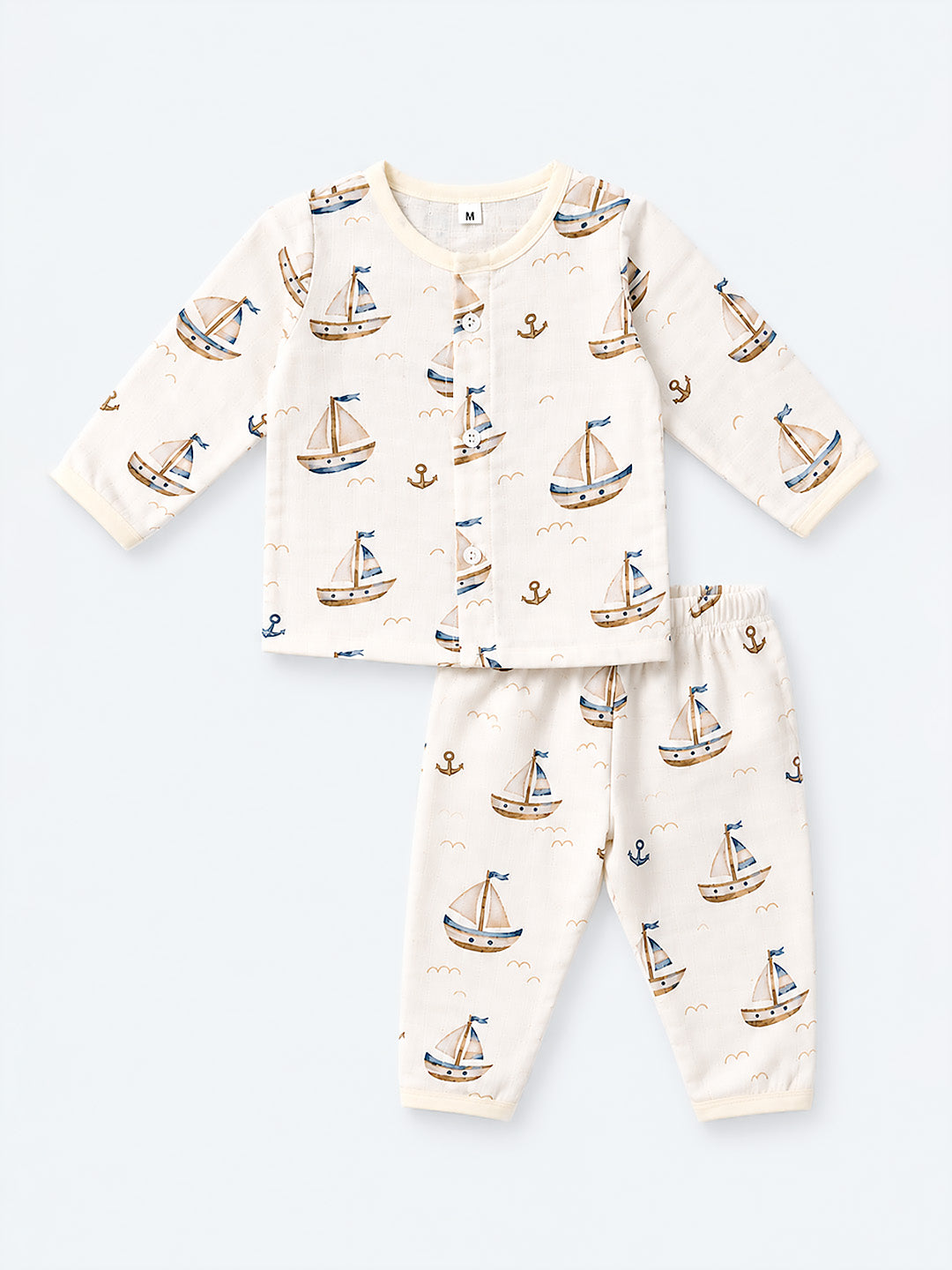 Little Sailor Baby Co-ord Set | Muslin Cotton | Full Sleeve Top & Full Pants | 0–12 Months