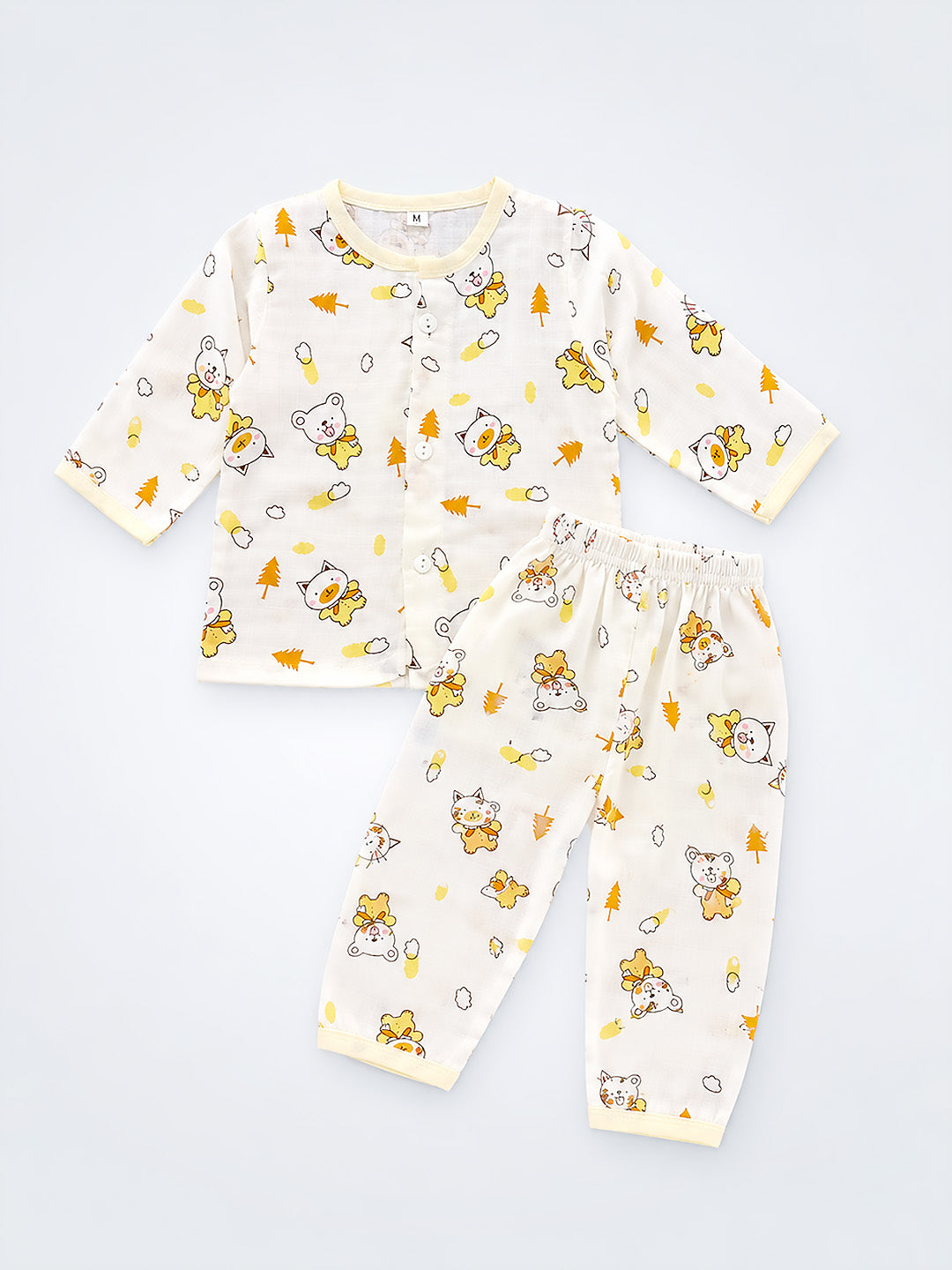 Forest Friends Baby Pyjama Set | 100% Muslin Cotton | Full Sleeve Top & Full Pants | 0–12 Months