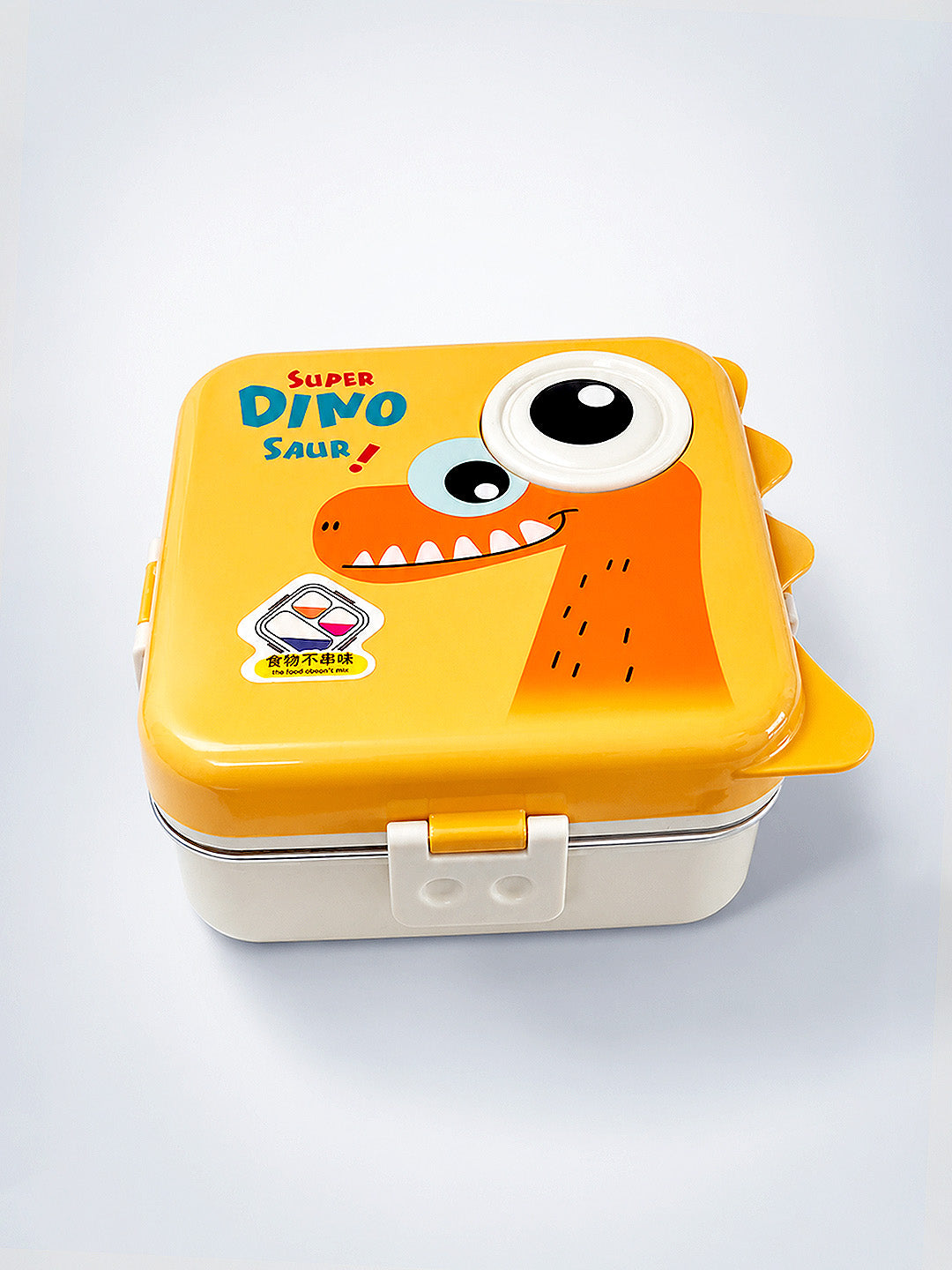 Super Dinosaur Kids Stainless Steel Lunch Box with Compartments & Spoon