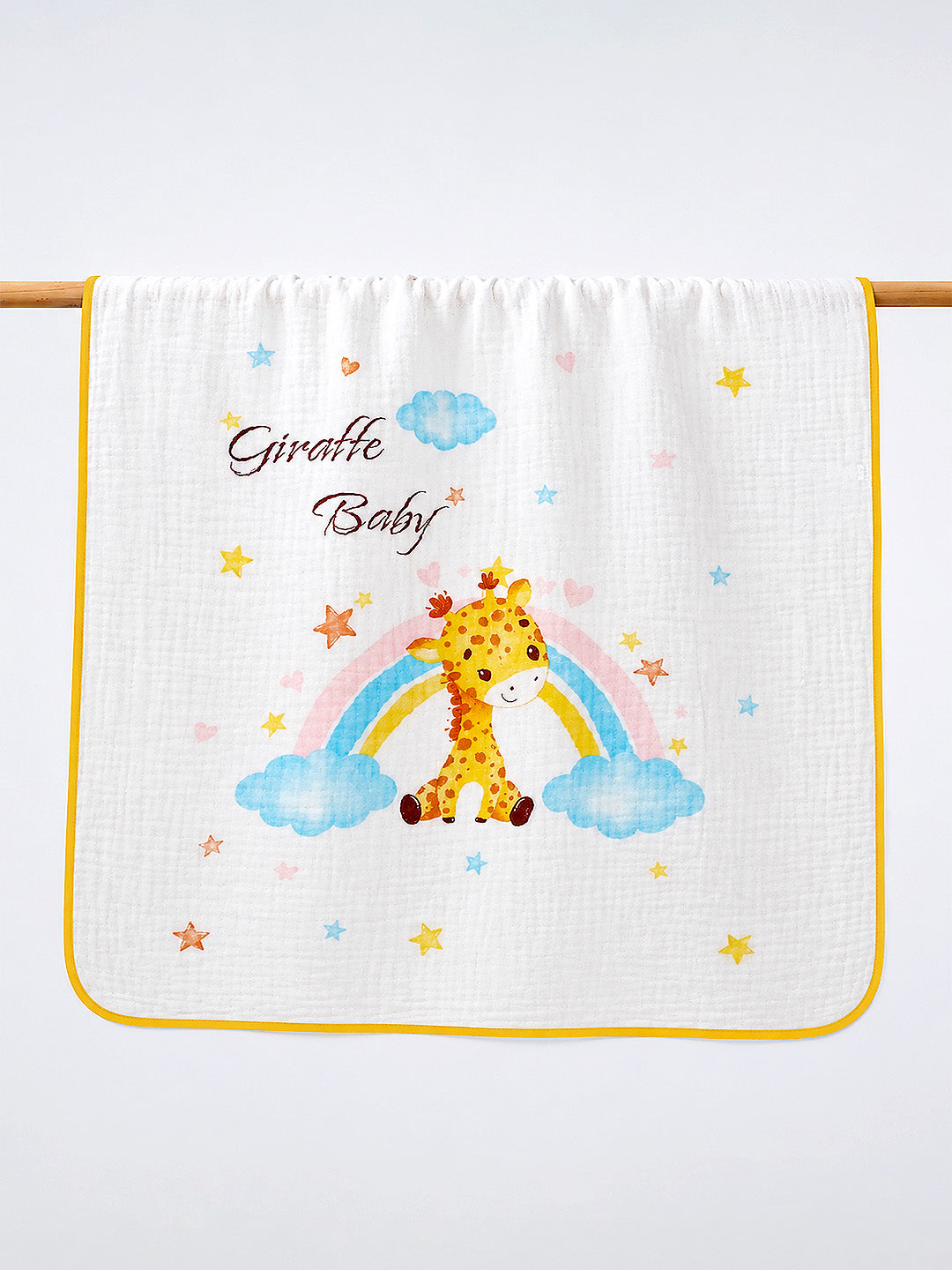Giraffe Baby Rainbow 6-Layer Muslin Cotton Baby Blanket | All-Season | 102×102 cm