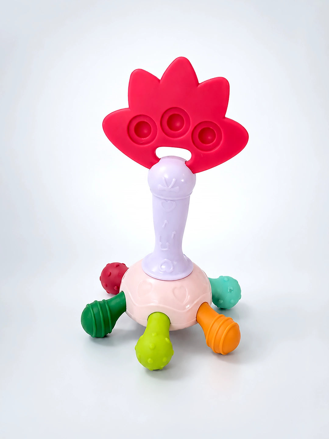 Multi-Texture Flower Baby Teether Rattle | BPA-Free | Sensory Play | 0–12 Months