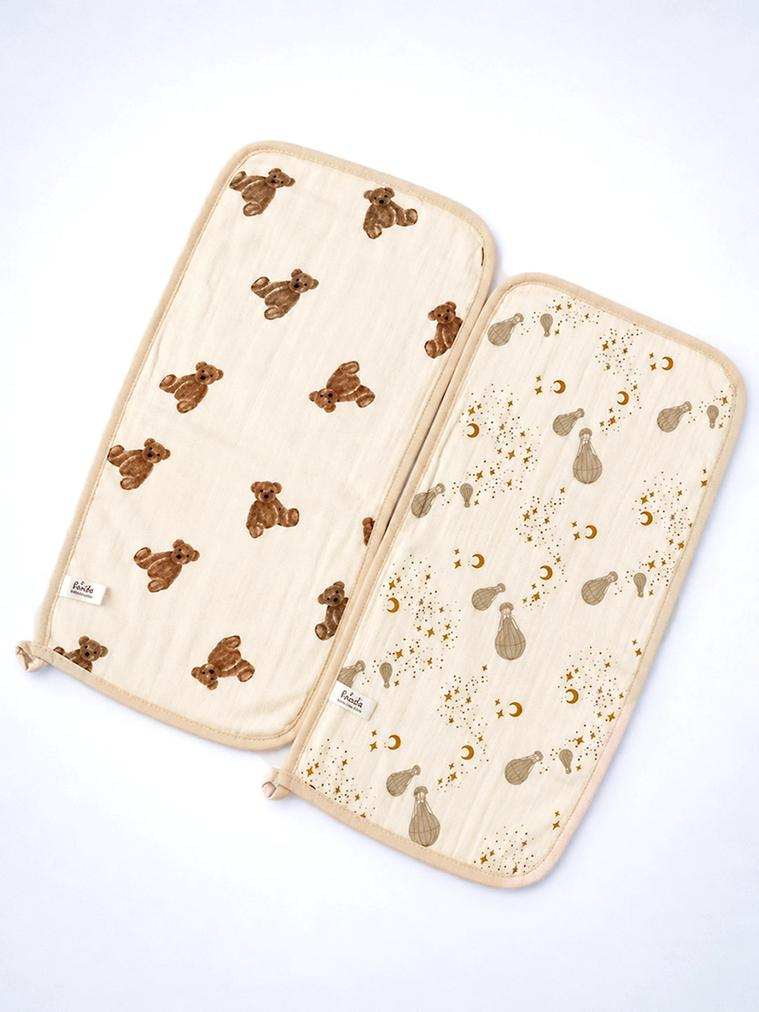 Teddy Bear & Starry Night Muslin Burp Cloth | Set of 2 | 100% Pure Cotton |