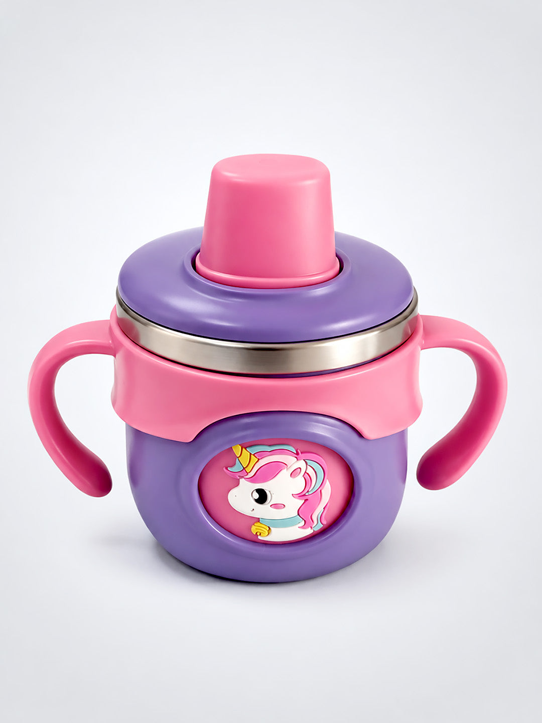 Unicorn Stainless Steel Sipper Bottle for Babies & Toddlers — 250ml | Spill-Proof Spout, Flip Straw & Dual Handles