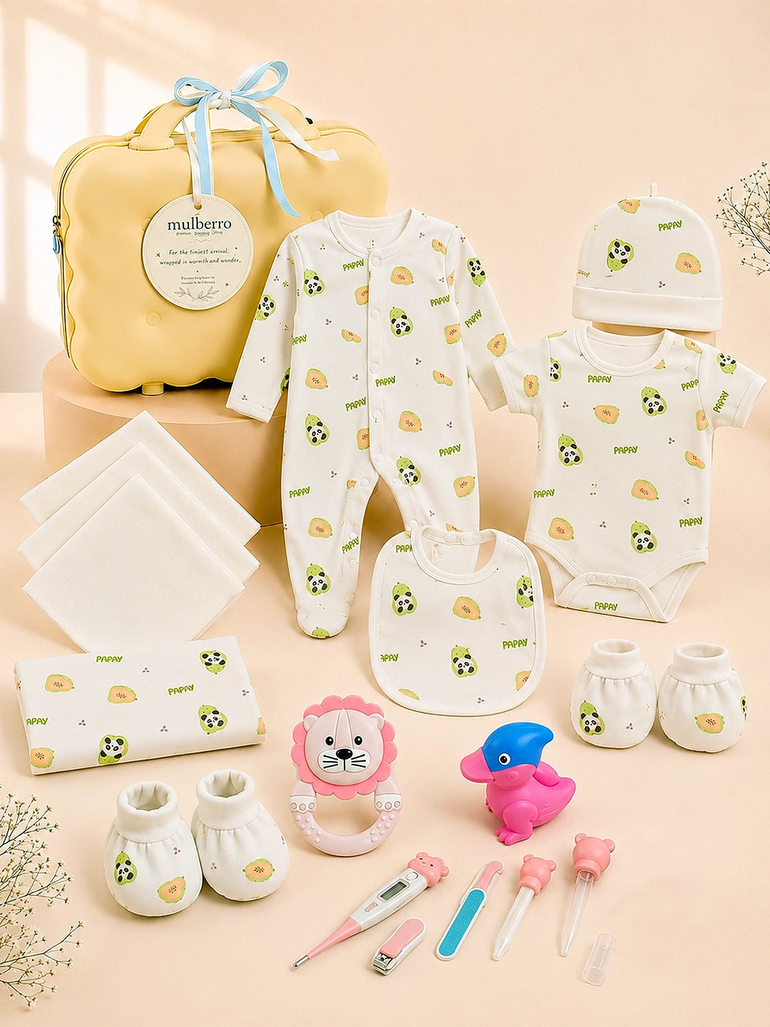 Panda Papay 23-Piece Newborn Baby Gift Hamper | Pure Cotton | Unisex | 0–3 Months