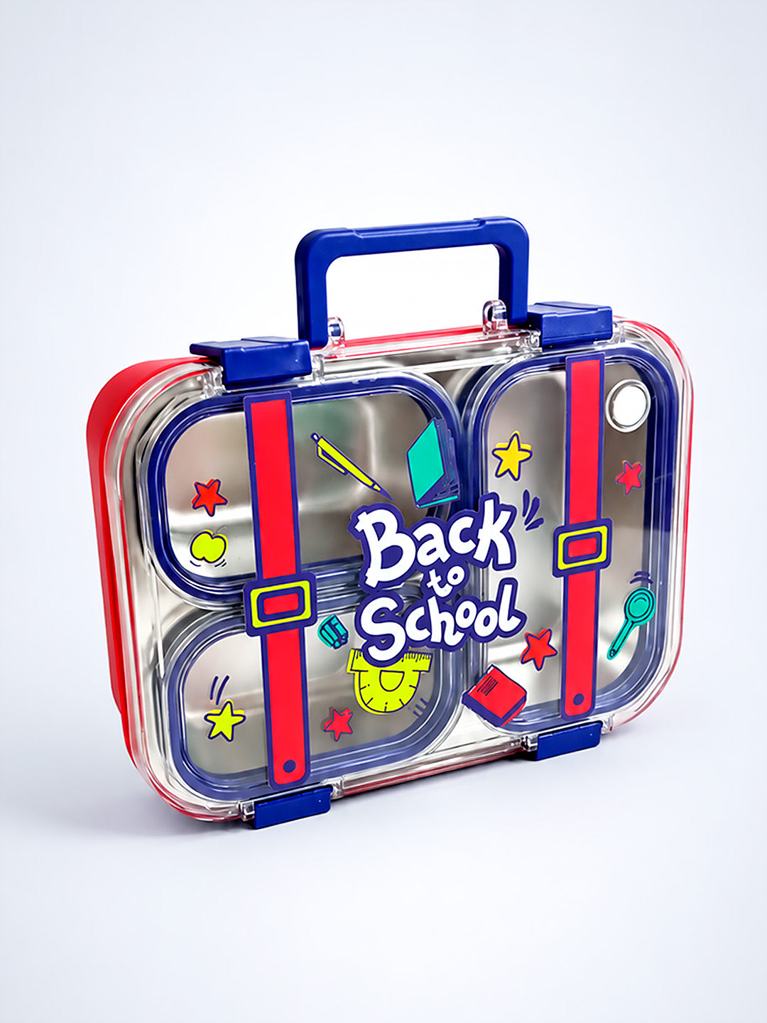 3-Compartment Kids Lunch Box | Stainless Steel | Leak-Proof | Fork & Spoon Included