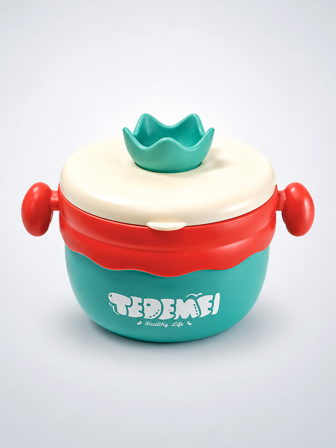 Kids Round Insulated Lunch Bowl | Stainless Steel | Double-Layer | Fork & Spoon Included
