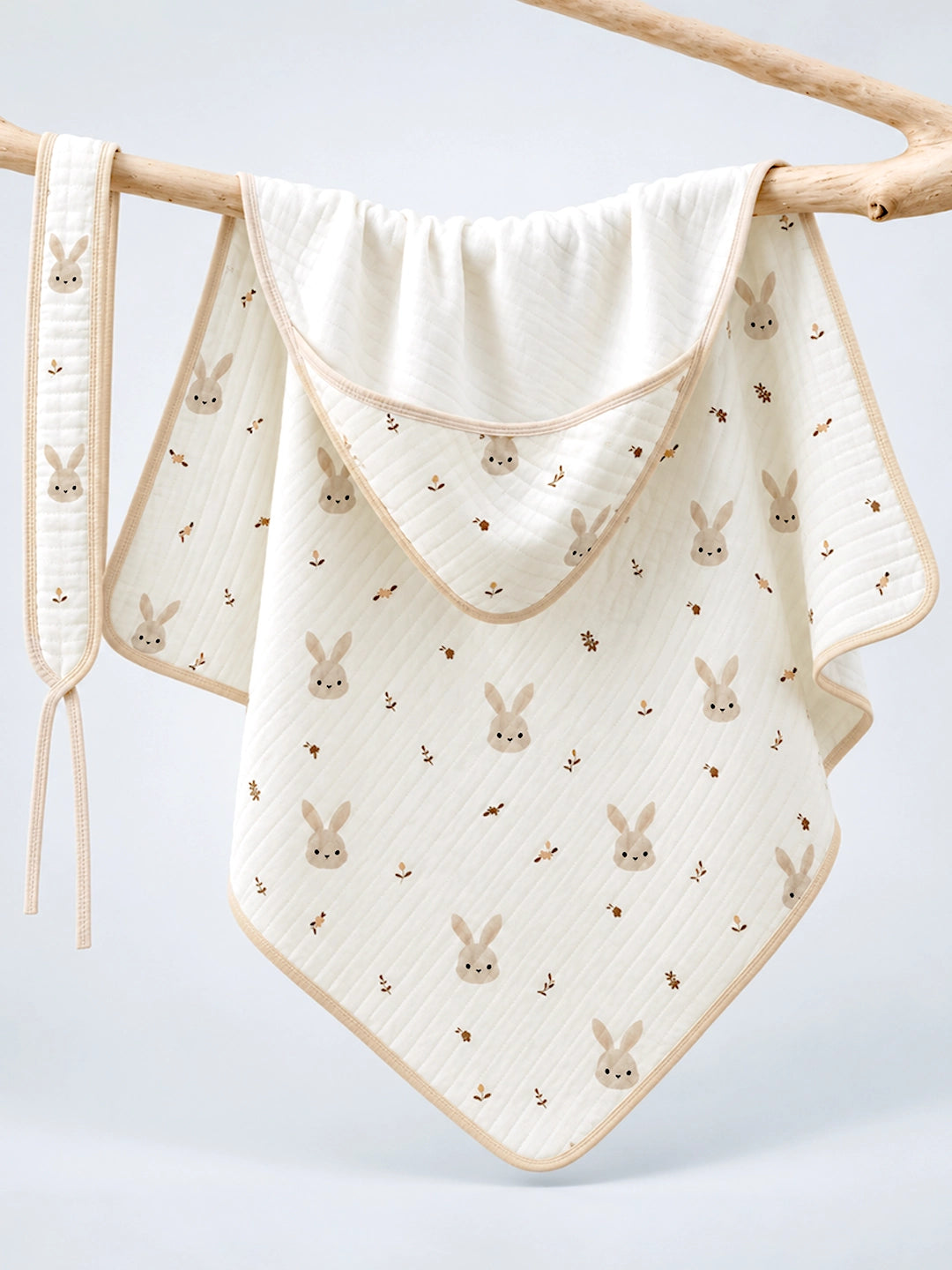 Bunny Garden 6-Layer Muslin Cotton Baby Swaddle Blanket | 4-in-1 | 85×85 cm