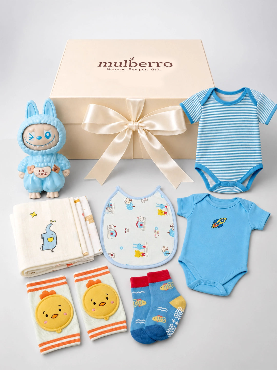 Crawling Baby | Annaprashana Ceremony | 13-Piece Baby Gift Hamper | Pure Cotton  | 6–12 Months