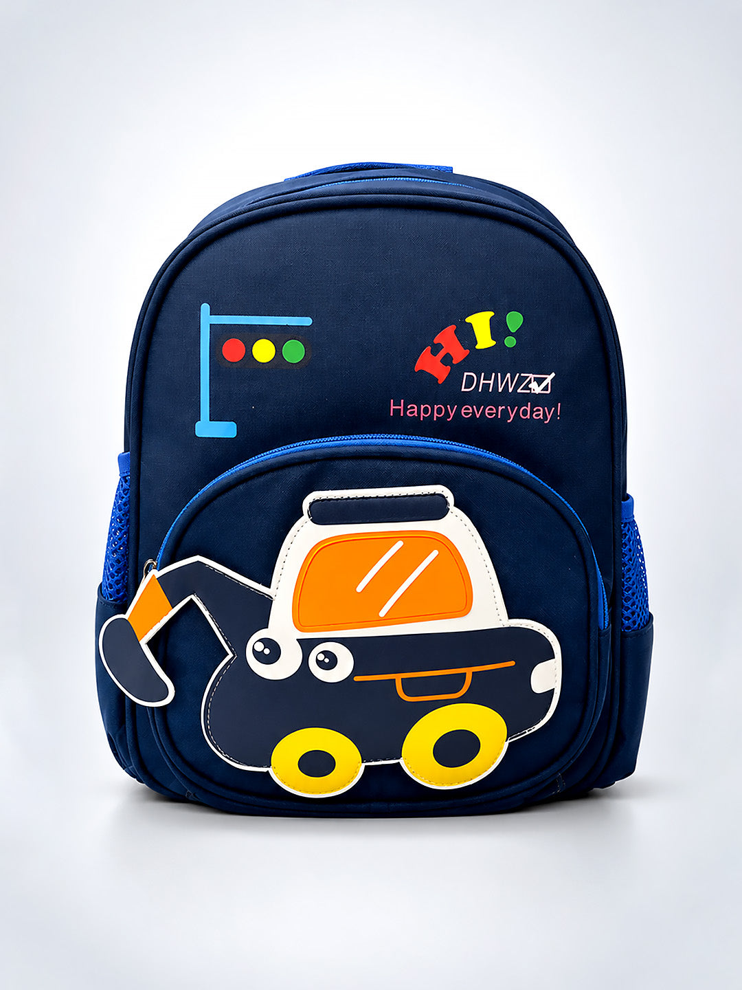 Navy Blue 3D Excavator Kids Backpack for Toddlers & Boys