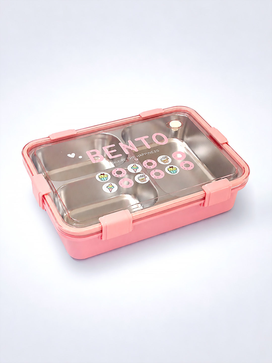 3-Compartment Kids Stainless Steel Lunch Box | Leak-Proof | Fork & Spoon Included