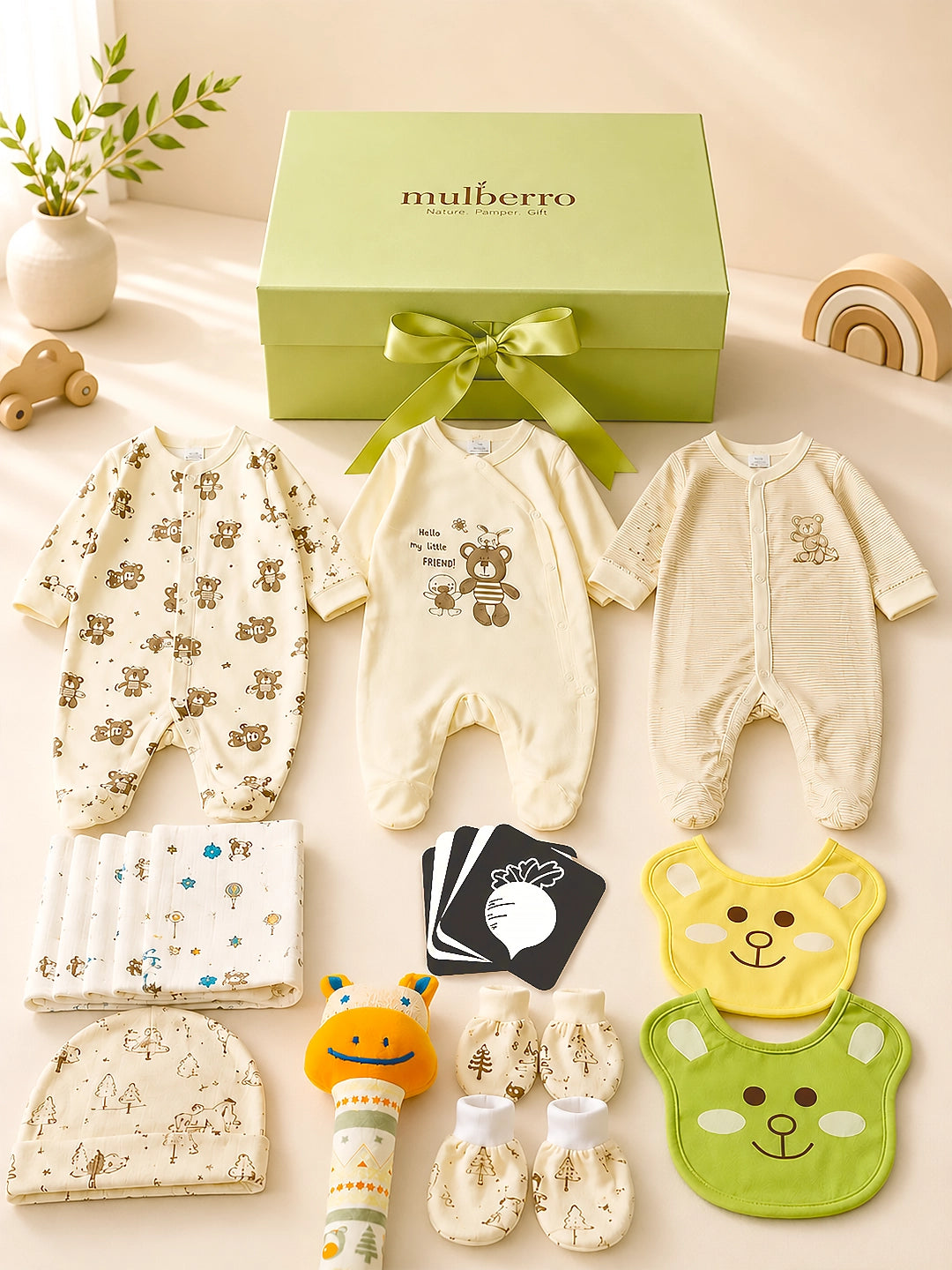 Little Bear Friends 18-Piece Newborn Baby Gift Hamper | Pure Cotton | Unisex | 0–6 Months