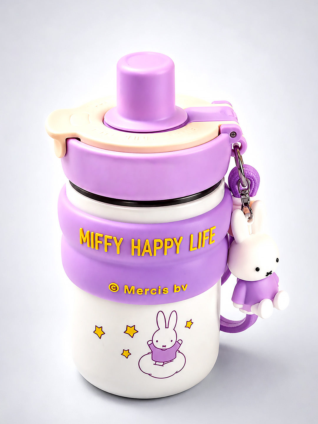 Miffy Happy Life Kids Stainless Steel Tumbler — 480ml | Dual Lid, Infuser & Carry Strap