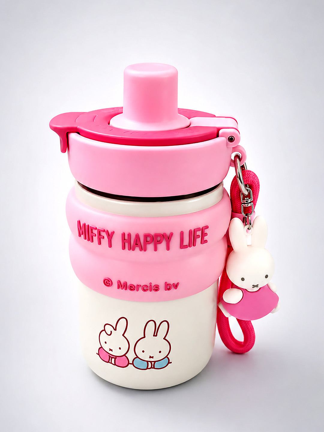Miffy Happy Life Pink Kids Tumbler — 480ml | Dual Lid, Infuser & Miffy Charm