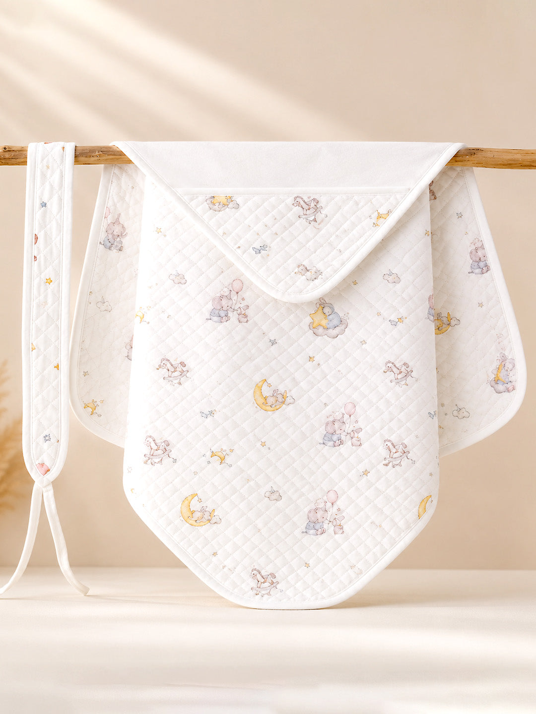 Dreamy Elephant & Bunny 6-Layer Muslin Cotton Baby Swaddle Blanket | 4-in-1 | 85×85 cm
