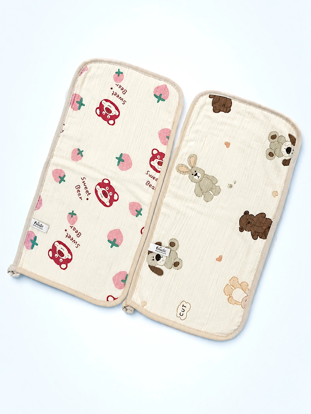 Sweet Bear & Friends Muslin Burp Cloth | Set of 2 | 100% Muslin Cotton |