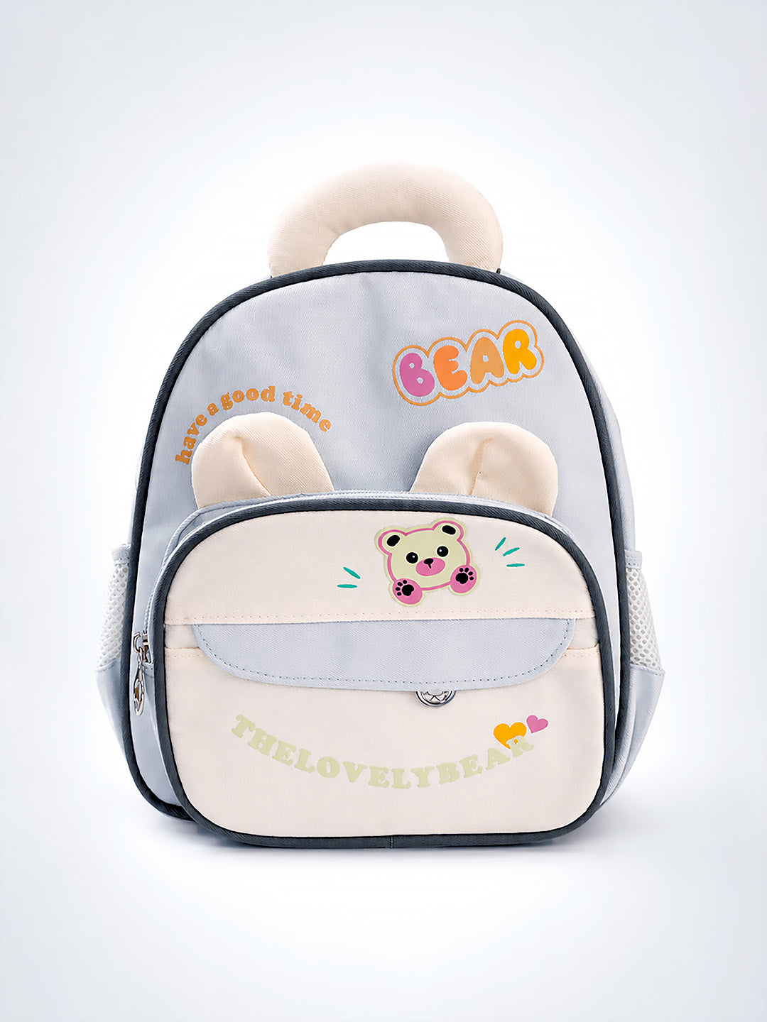The Lovely Bear Kids Backpack – Blue & Cream Bear-Ear Toddler School Bag