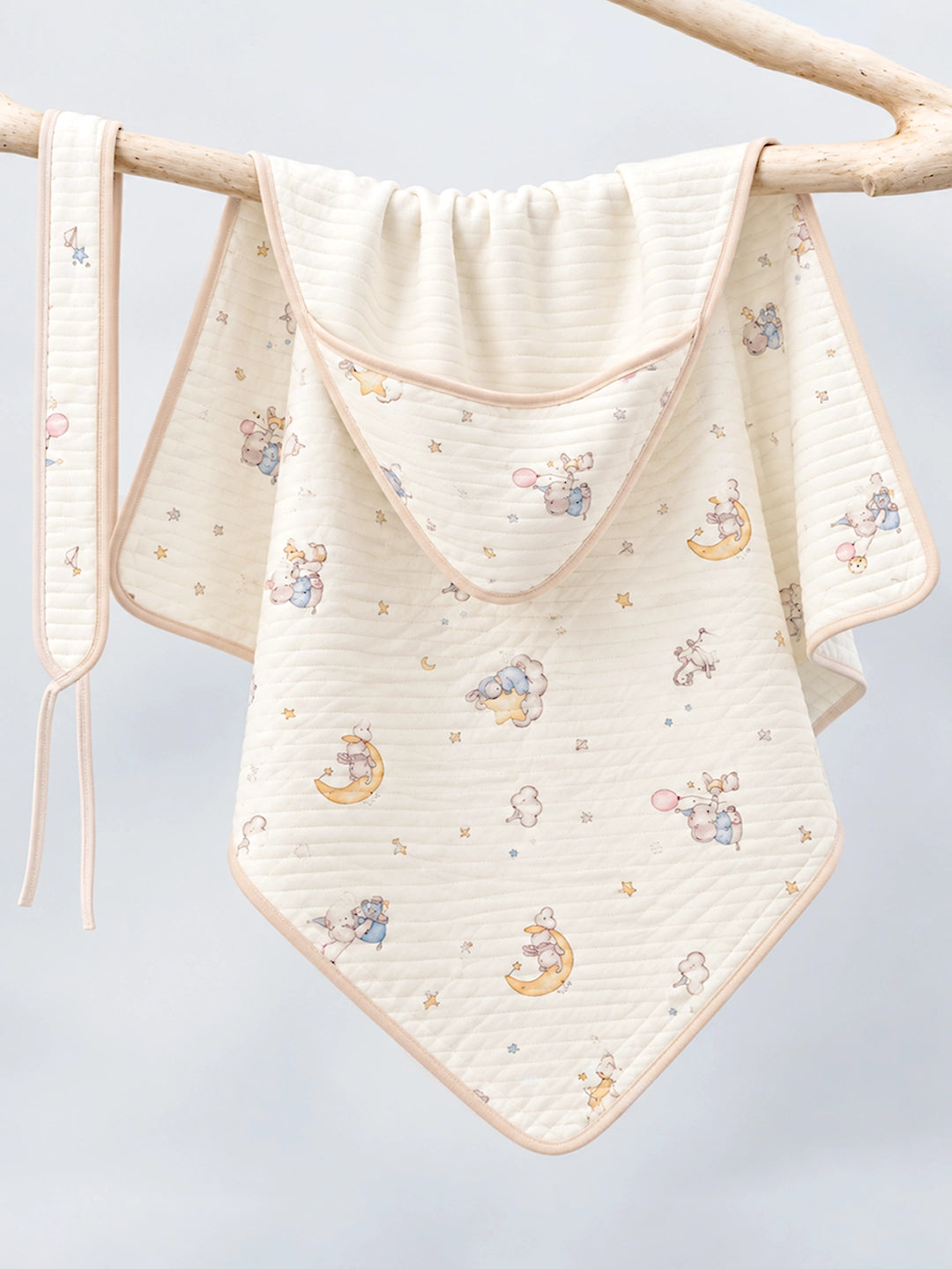 Dreamy Elephant & Bunny 6-Layer Muslin Cotton Baby Swaddle Blanket | 4-in-1 | 85×85 cm