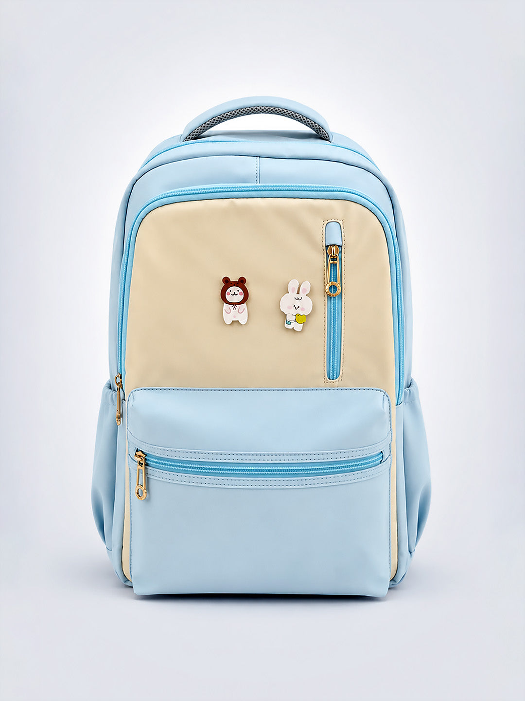 Kids Bear & Bunny School Backpack – Light Blue