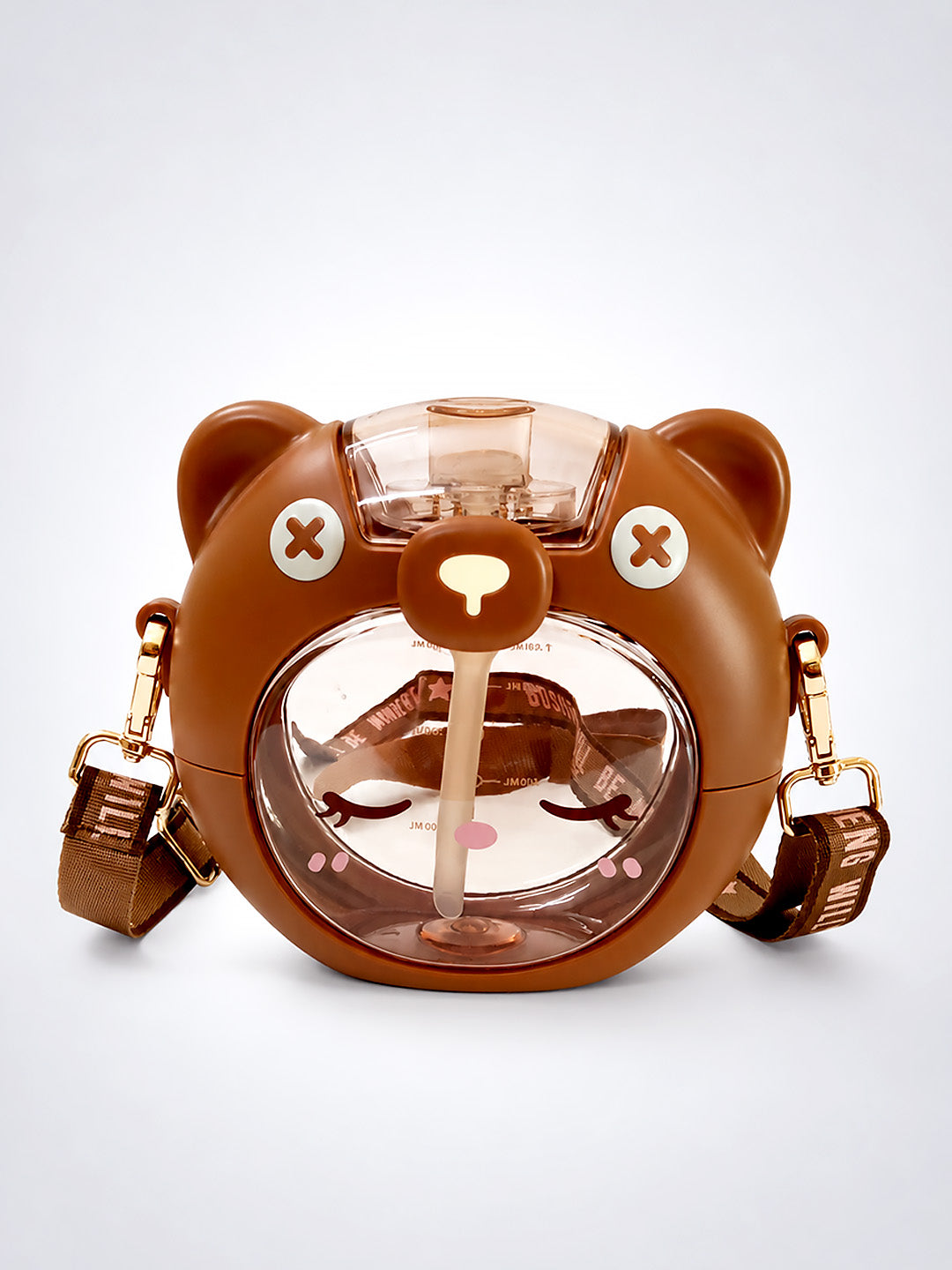 3D Bear Kids Water Bottle — 630ml | Flip Lid, Straw & Crossbody Strap