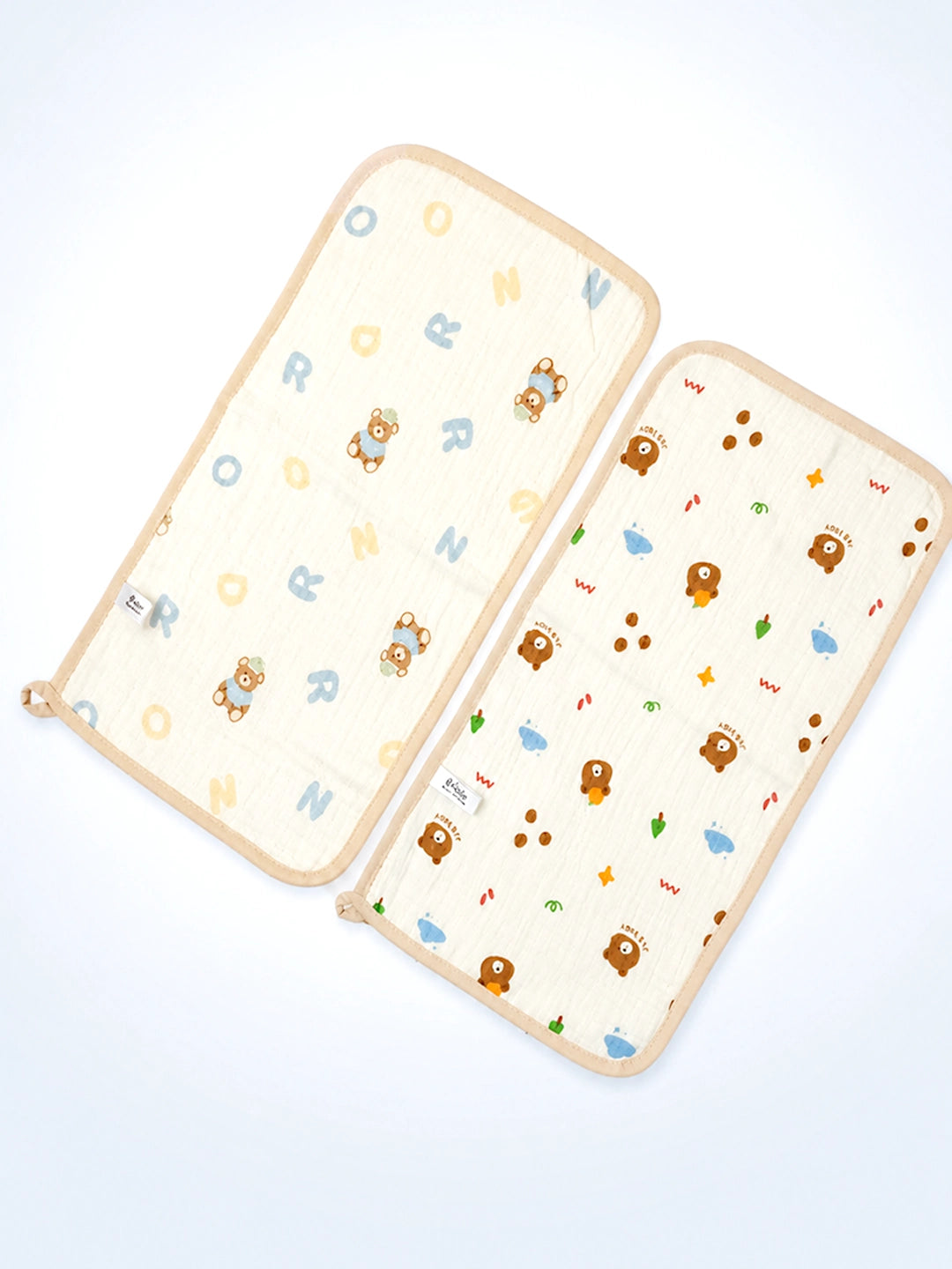Bear Print Muslin Burp Cloth | Set of 2 | 100% Muslin Cotton |