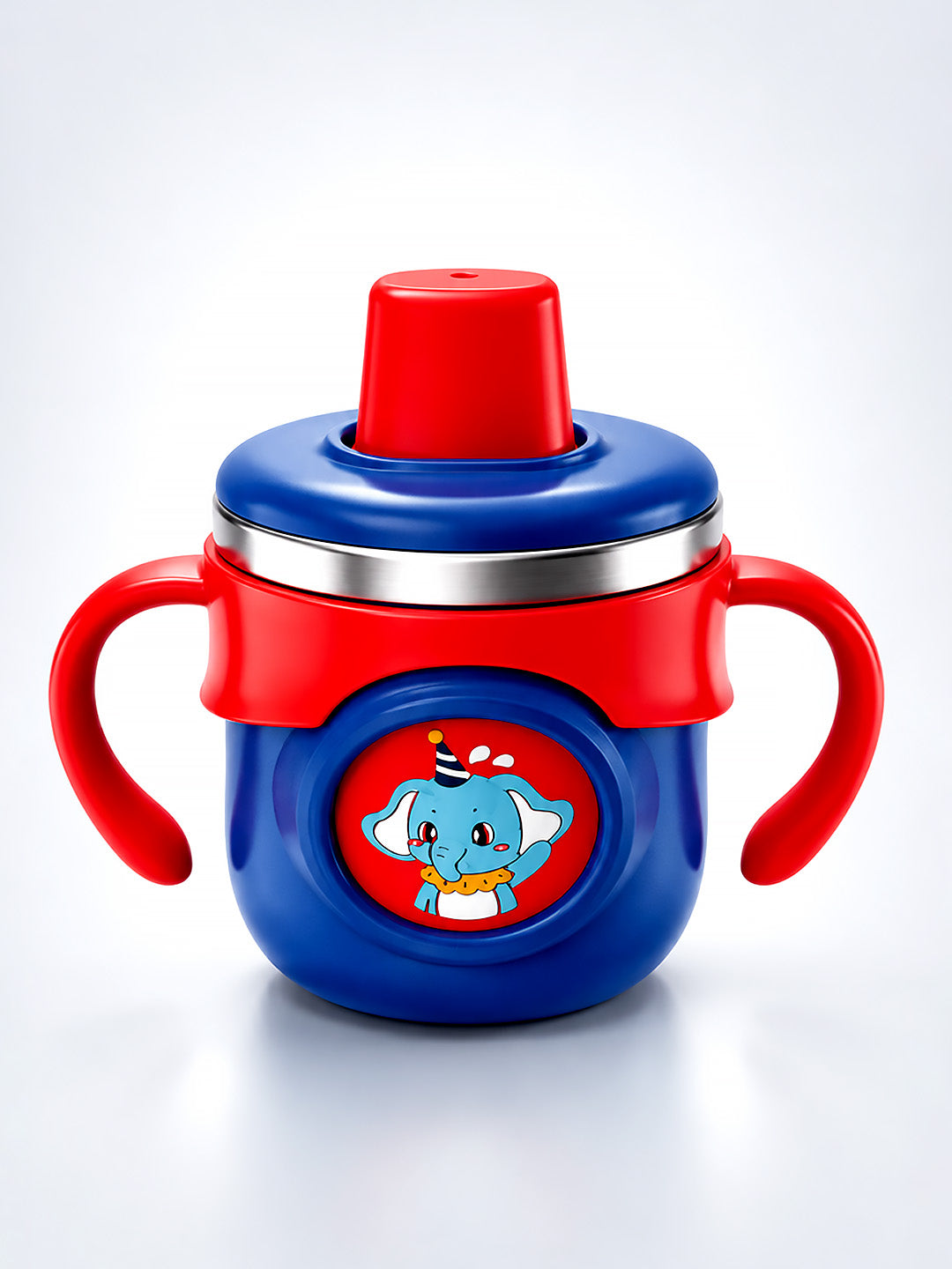 Elephant Stainless Steel Sipper Bottle for Babies & Toddlers — 250ml | Spill-Proof Spout, Flip Straw & Dual Handles