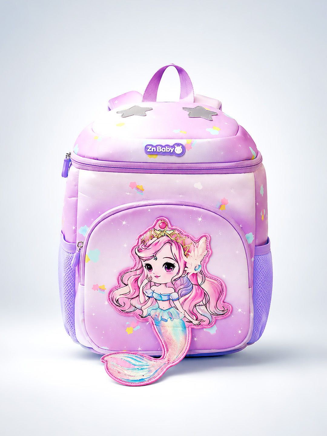 3D Mermaid Princess Kids School Backpack – Purple & Pink