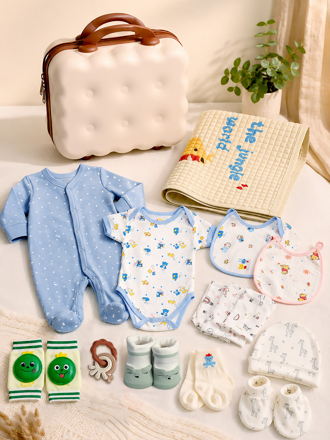 22-Piece Crawling Baby Gift Hamper | 100% Soft Cotton | Keepsake Suitcase | 0–12 Months