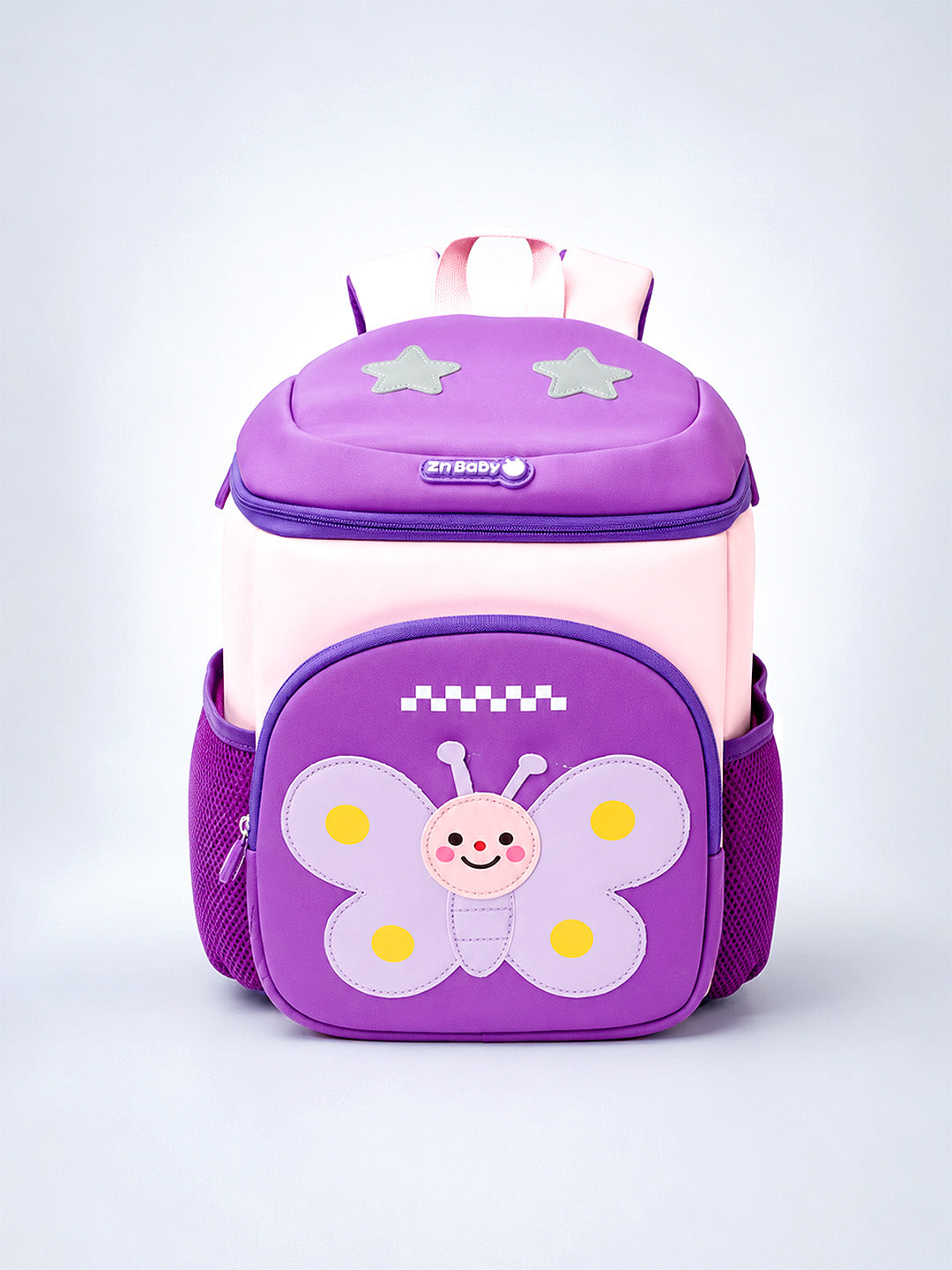 Purple Butterfly Neoprene Kids Backpack with Safety Leash – Girls Toddler School Bag