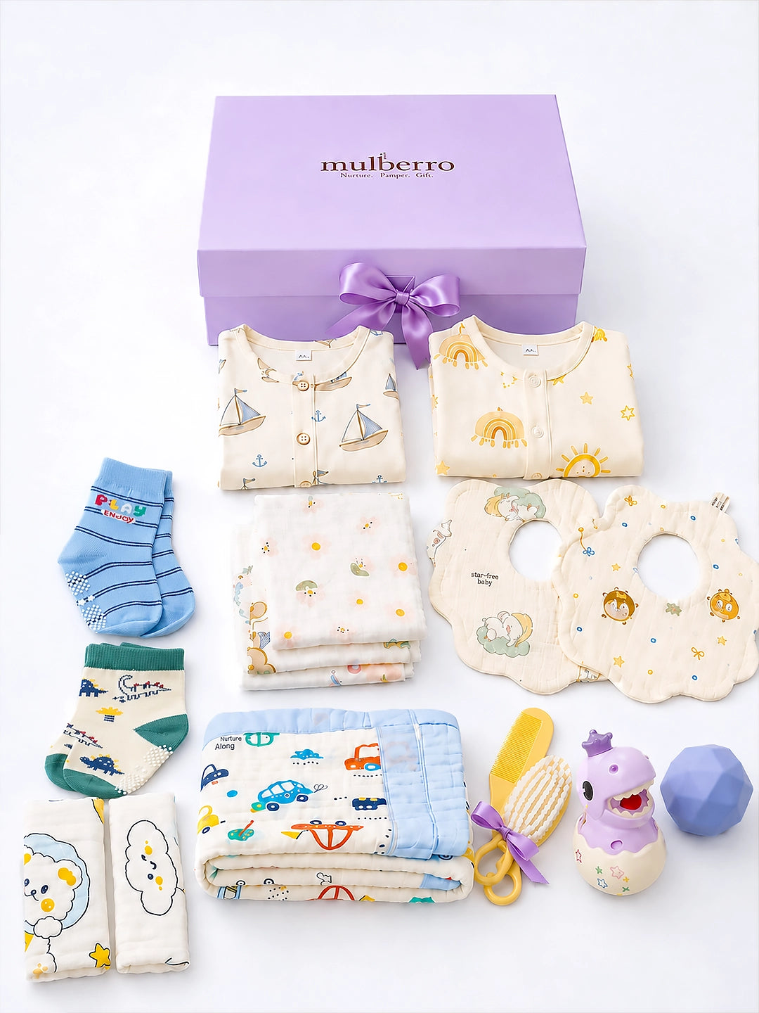 Exclusive Muslin Cotton | First Birthday |21-Piece Gift set  | Gift Box | Unisex | 12–18 Months
