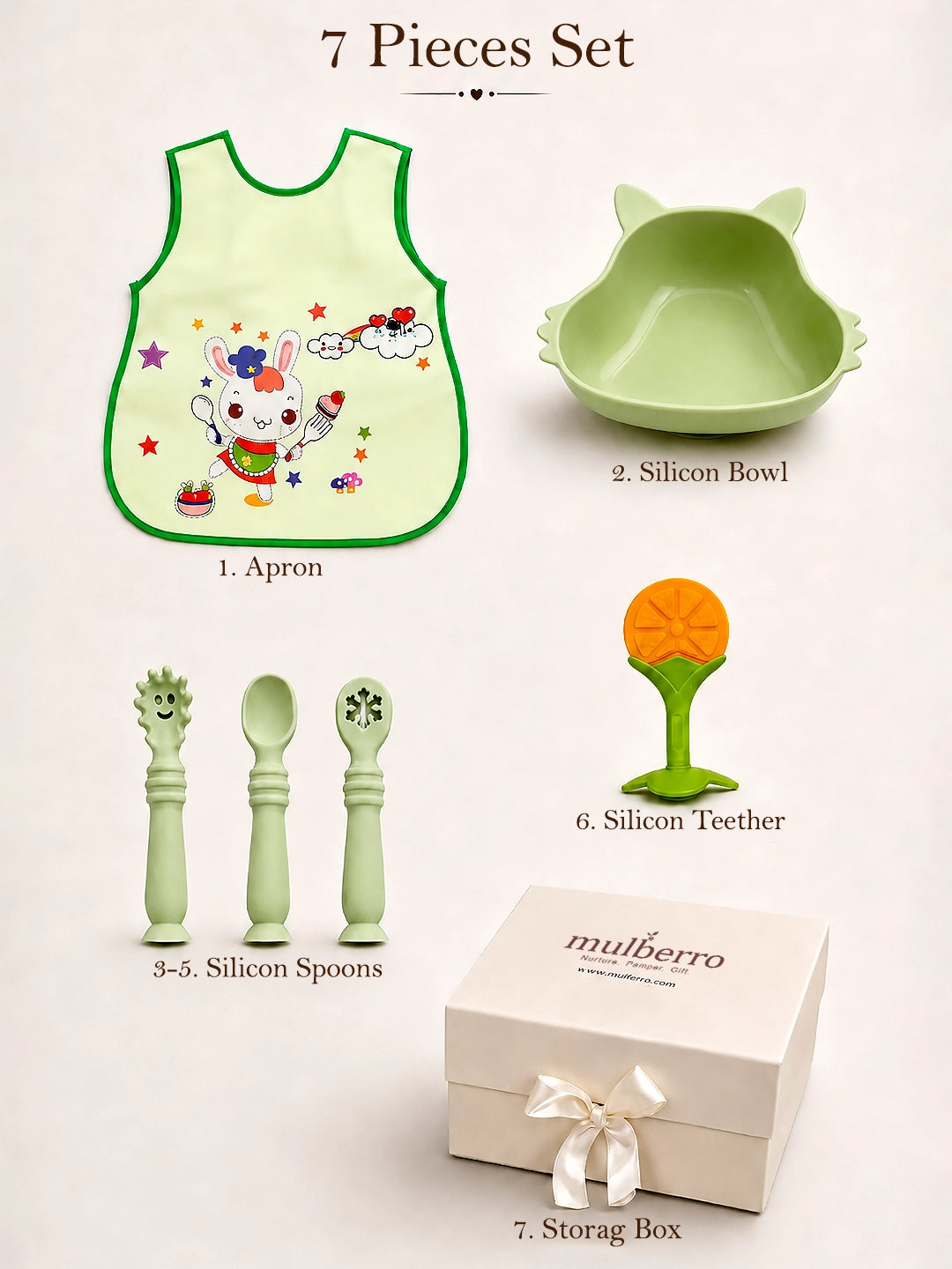 7-Piece Baby Weaning Gift Hamper | Silicone Feeding Set | 0–24 Months