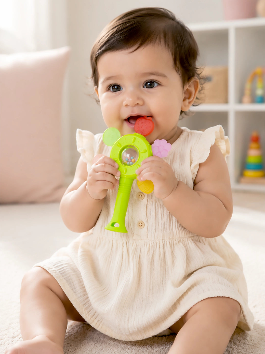 Fruit Rattle Teether Toy for Babies | Multi-Texture Silicone | 0+ Months