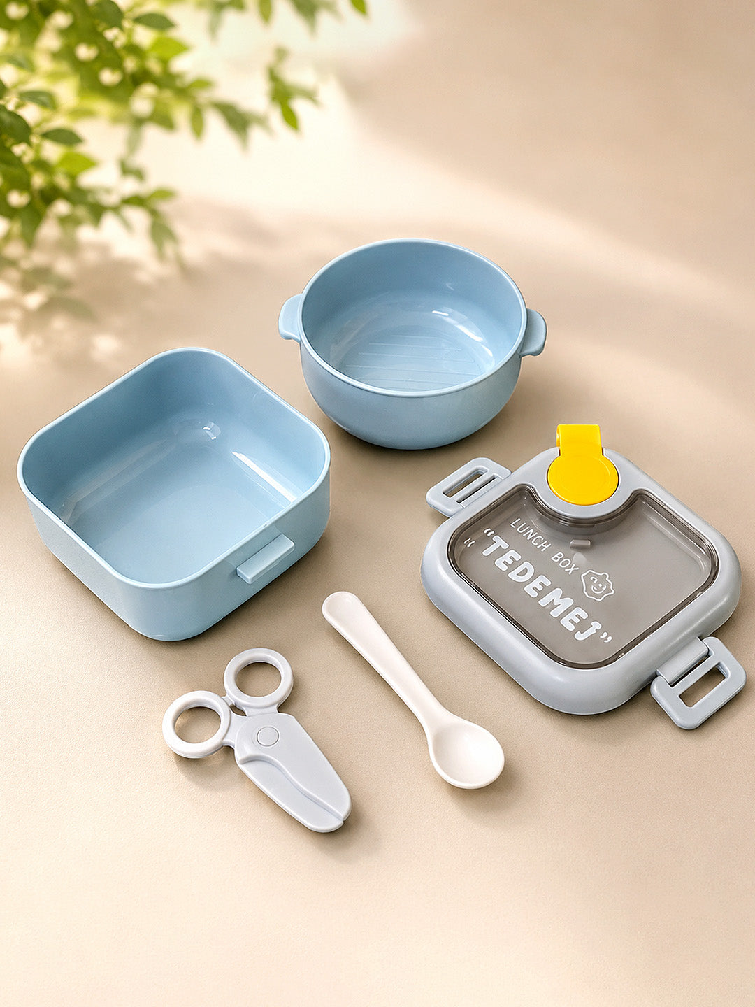2-Tier Kids Lunch Box | Removable Inner Bowl | Spoon & Scissor Included | BPA-Free