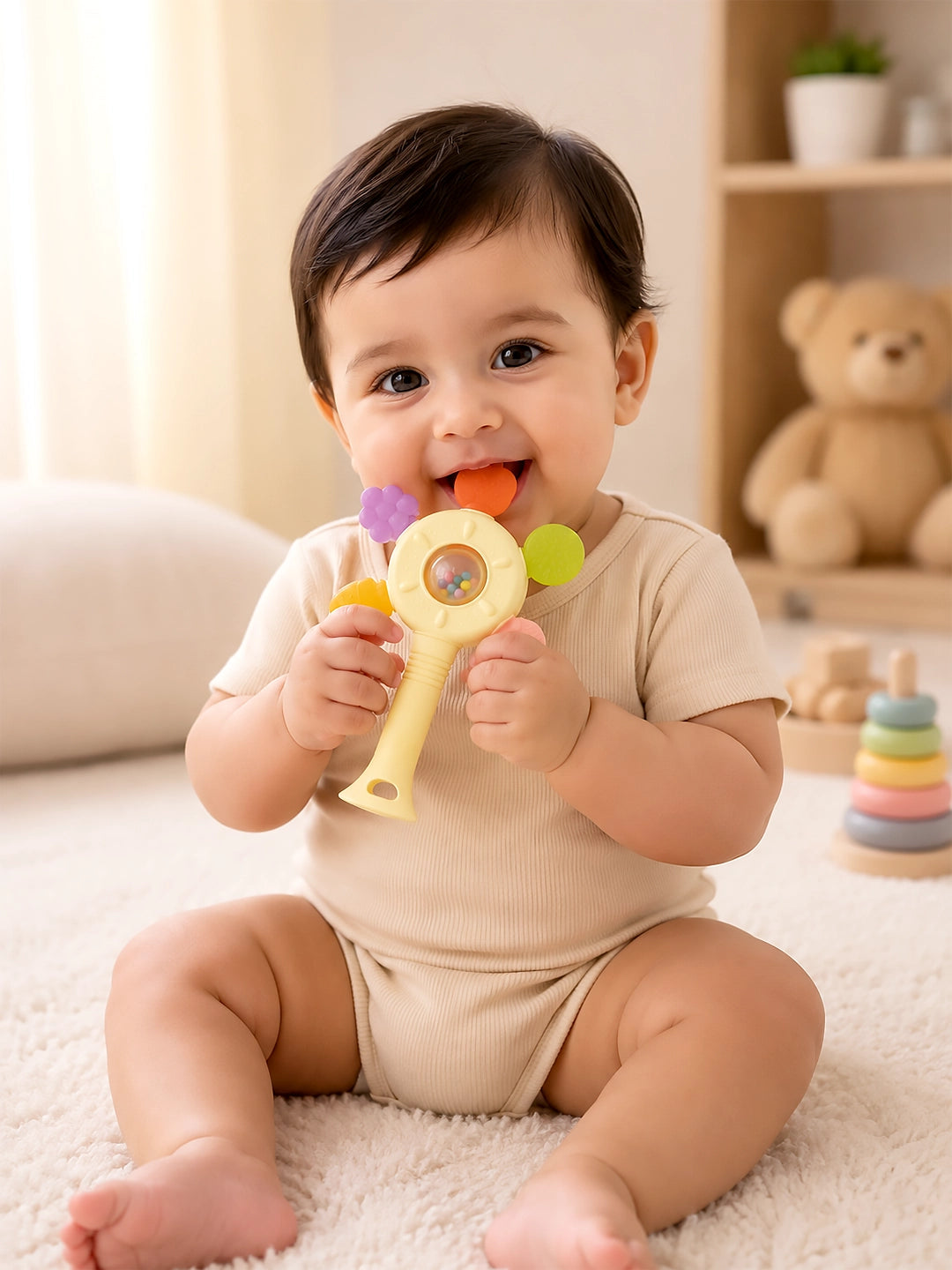 Mulberry Fruit Rattle Teether | Multi-Texture Silicone | 0+ Months